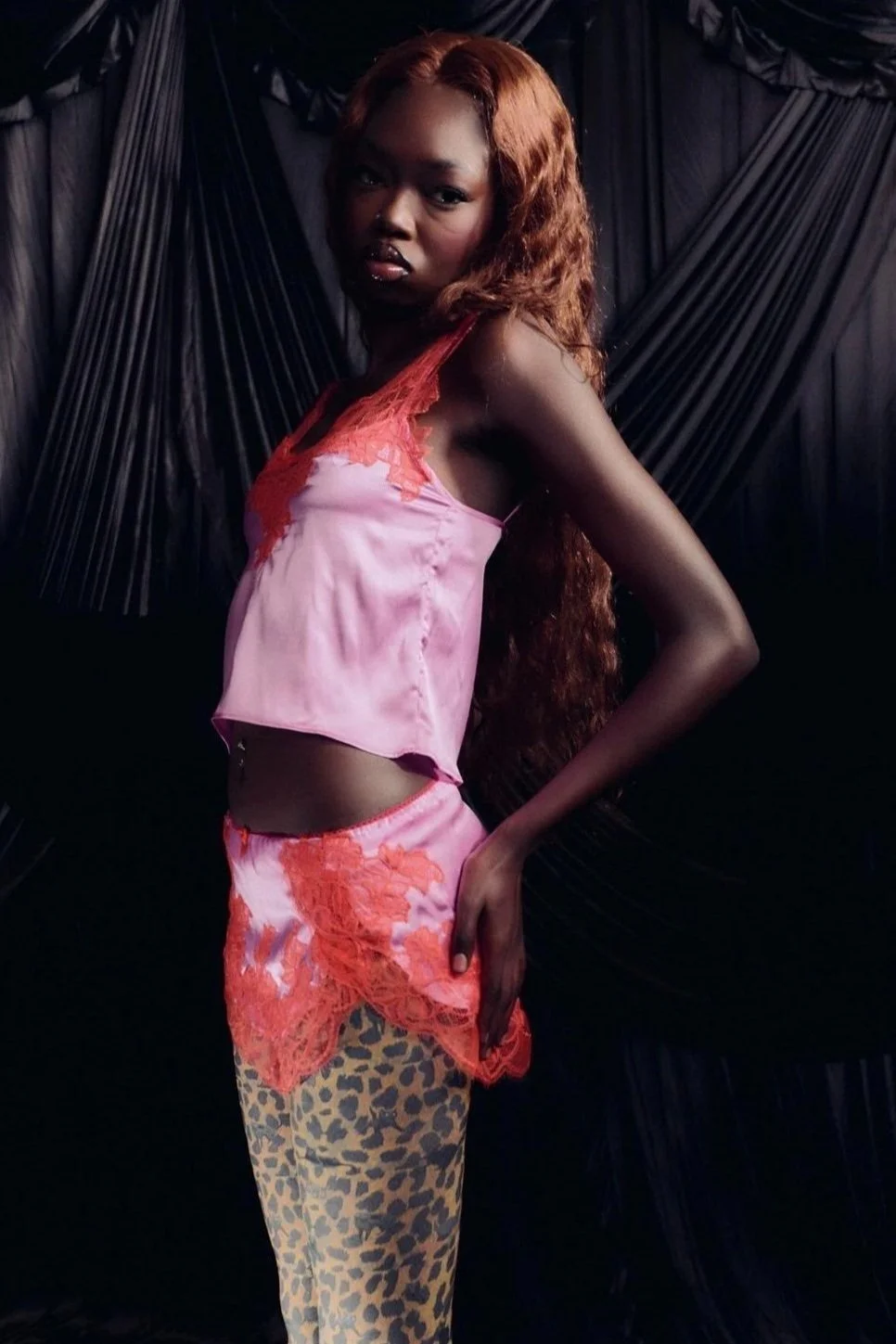 ADRIANA HOT COUTURE Satin Lace Top