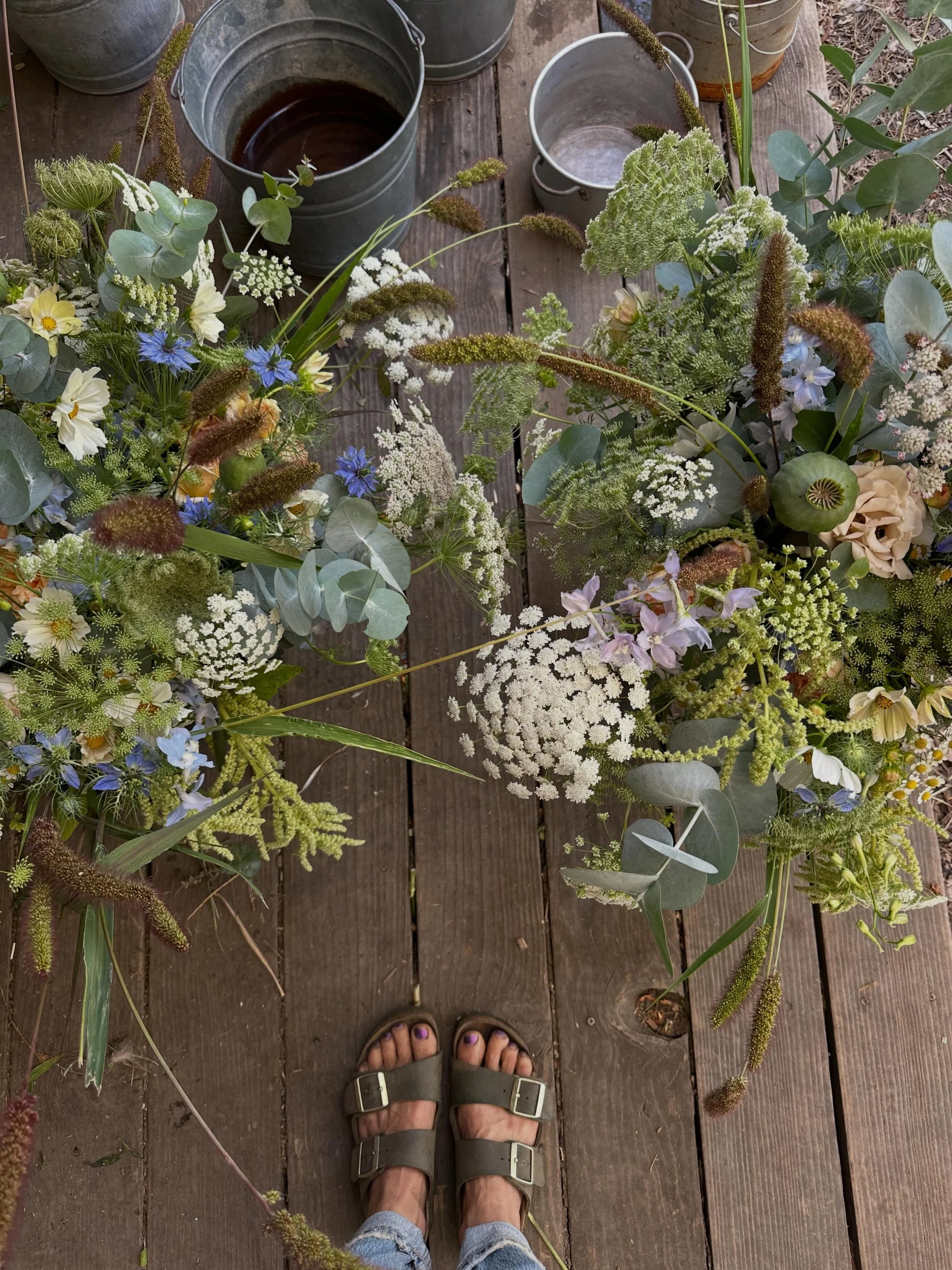My approach to bouquet making is very much about adding texture and movement. I use lots of grasses, seed, pods, and whimsical bits to add movement and interest to my bouquets