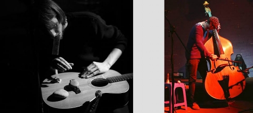 Hva kan man gjøre hvis man er to, har en kontrabass og en gitar og er dritgod til å spille på dem? Da kan man gjøre alt, tenker du kanskje?! Og jommen har du rett! Vi tar en ting av gangen: Denne kvelden skal Jonathan Heilbron og Fredrik Rasten spille lange toner og utforske klanglige detaljer og akustiske fenomener som har med intonasjon og dynamikk å gjøre. De sier de skal jobbe med forholdet mellom konsonans og dissonans og mellom tonalitet og lydlig tekstur. Konserten er startskuddet for en turné som går via Russland til Berlin. JONATHAN HEILBRON er australsk og spiller kontrabass. Han har markert seg med en bemerkelsesverdig musikalsk spennvidde som inkluderer alt fra klassisk orkestermusikk og samtidsmusikk via improv til støy og performance-opptredener -- En vittig rev som kan ta ting på alvor når det trengs. Slik har det seg at han har fått flere verk skrevet for seg, og har spilt under det legendariske feriekurset i Darmstadt, Impuls-festivalen i Graz og Bendigo International Festival of Exploratory Music, men også på MultiNo! i Oslo. Og selvsagt på Dans for voksne. Akkurat det har ikke FREDRIK RASTEN, men for tida konser han på hvordan han kan få ulike klanger ut av gitaren ved hjelp av ulike prepareringer. De steinene på bildet her, for eksempel. Andre ganger spilelr han mer utagerende, for eksempel med amerikaneren J Andrew Wilhite. Ellers kjenner du ham kanskje som en del av banda Oker og Pip. Eller fra Musikkhøgskolen... Det koster hundre spenn å komme inn, og konserten sgtarter nokså presis.