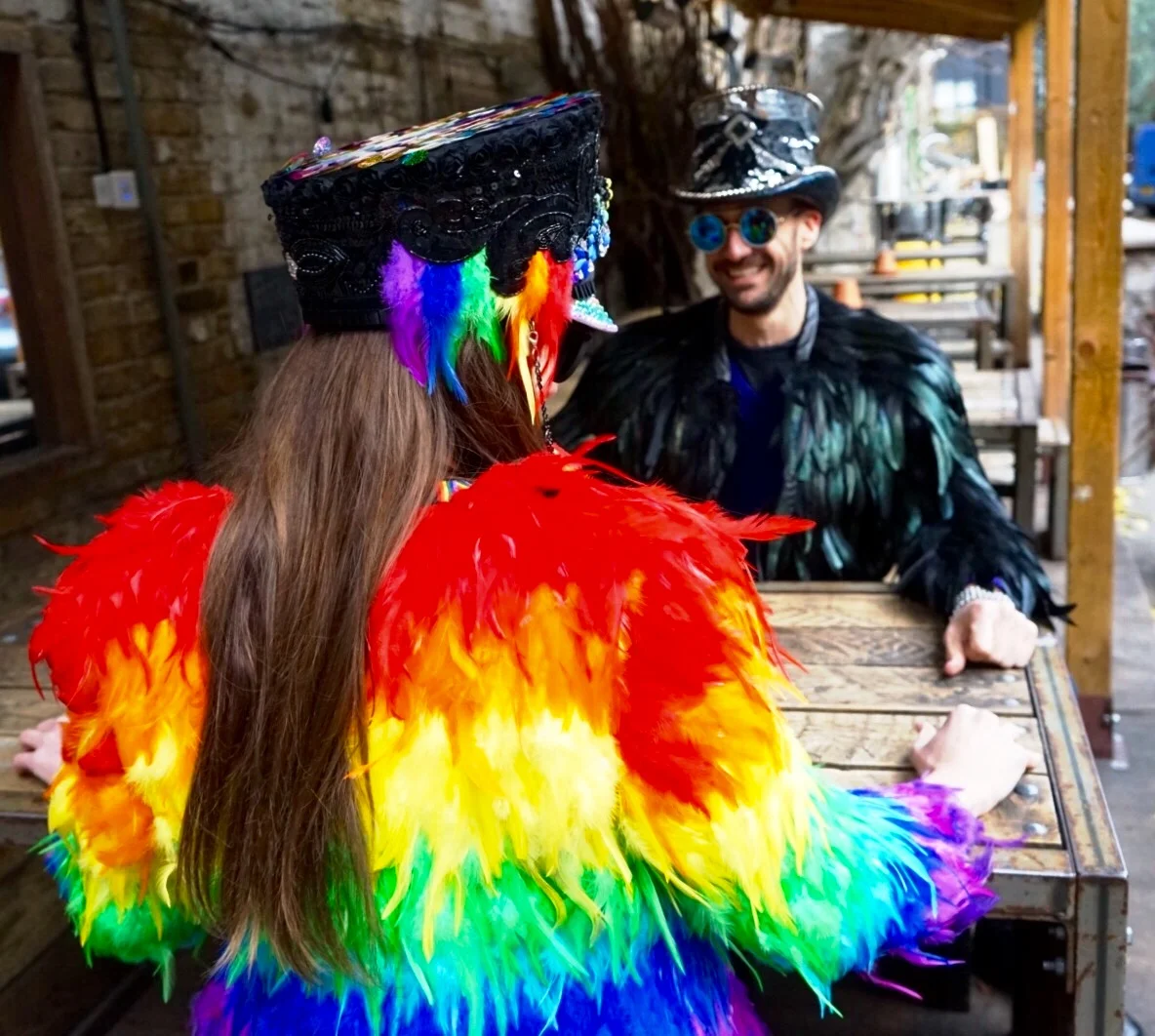 Love Khaos Rainbow Feather Jacket