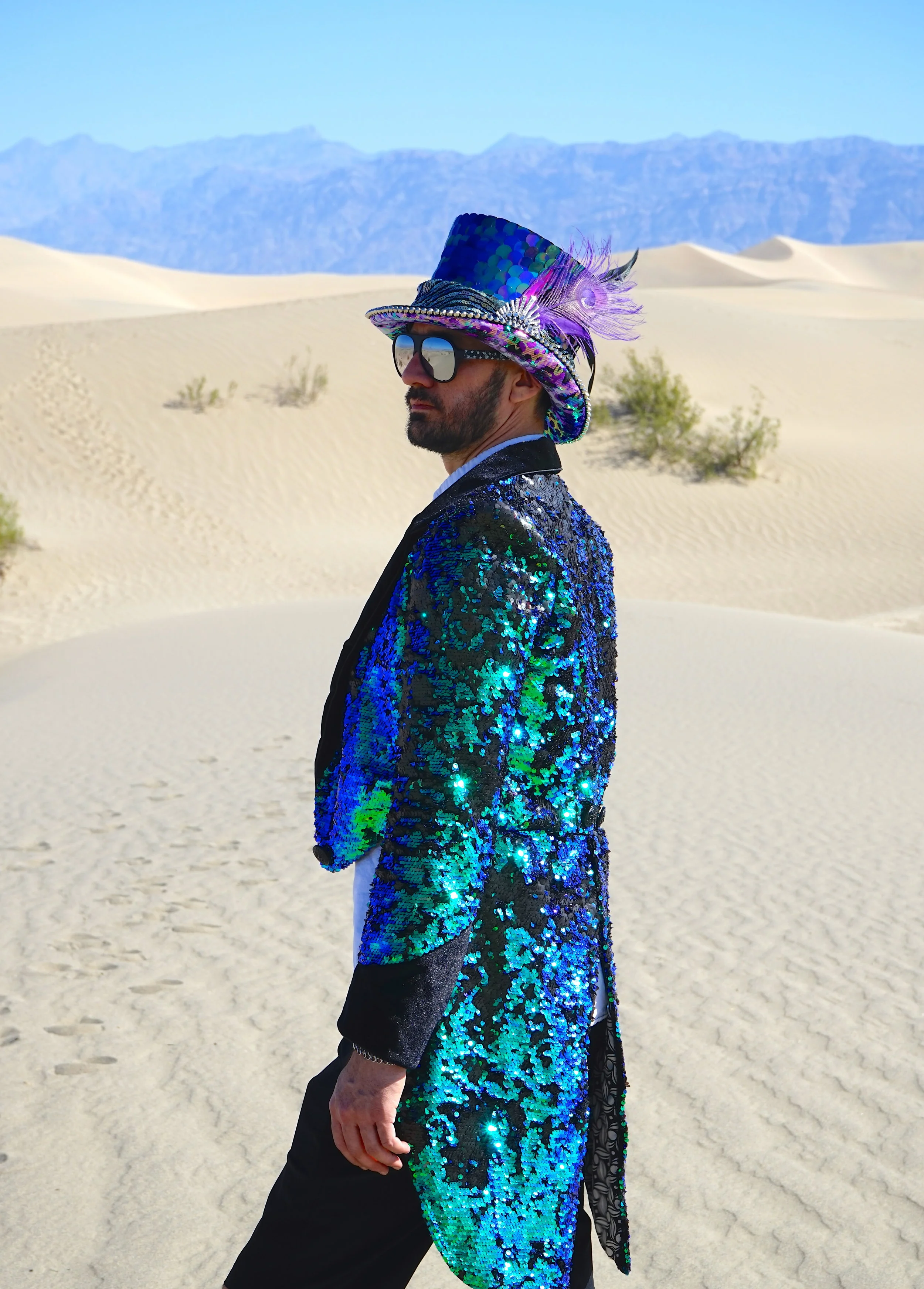 Love Khaos Mens Sequin Tail Coat