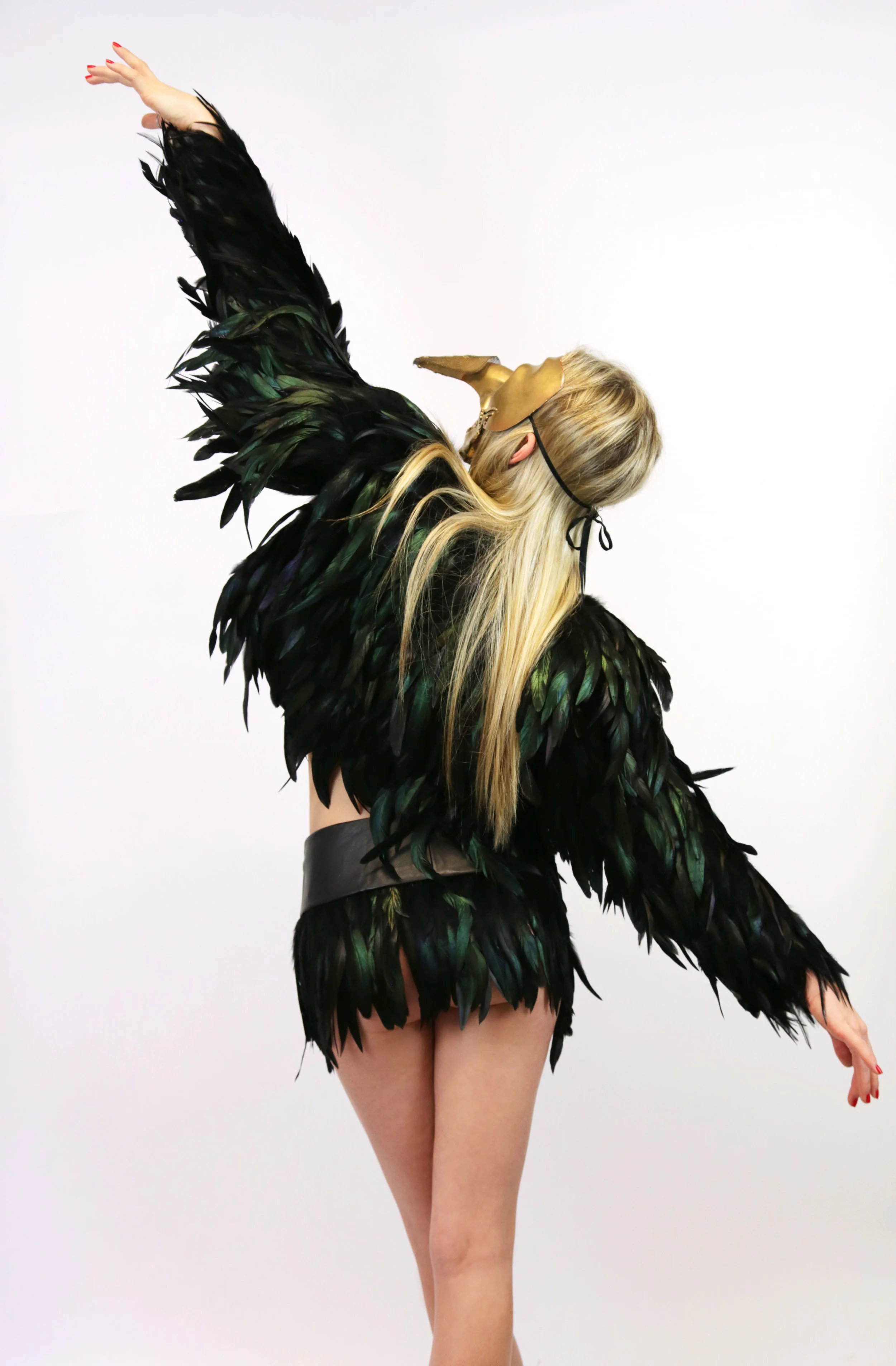 Avant Garde Costume black Feather Coat