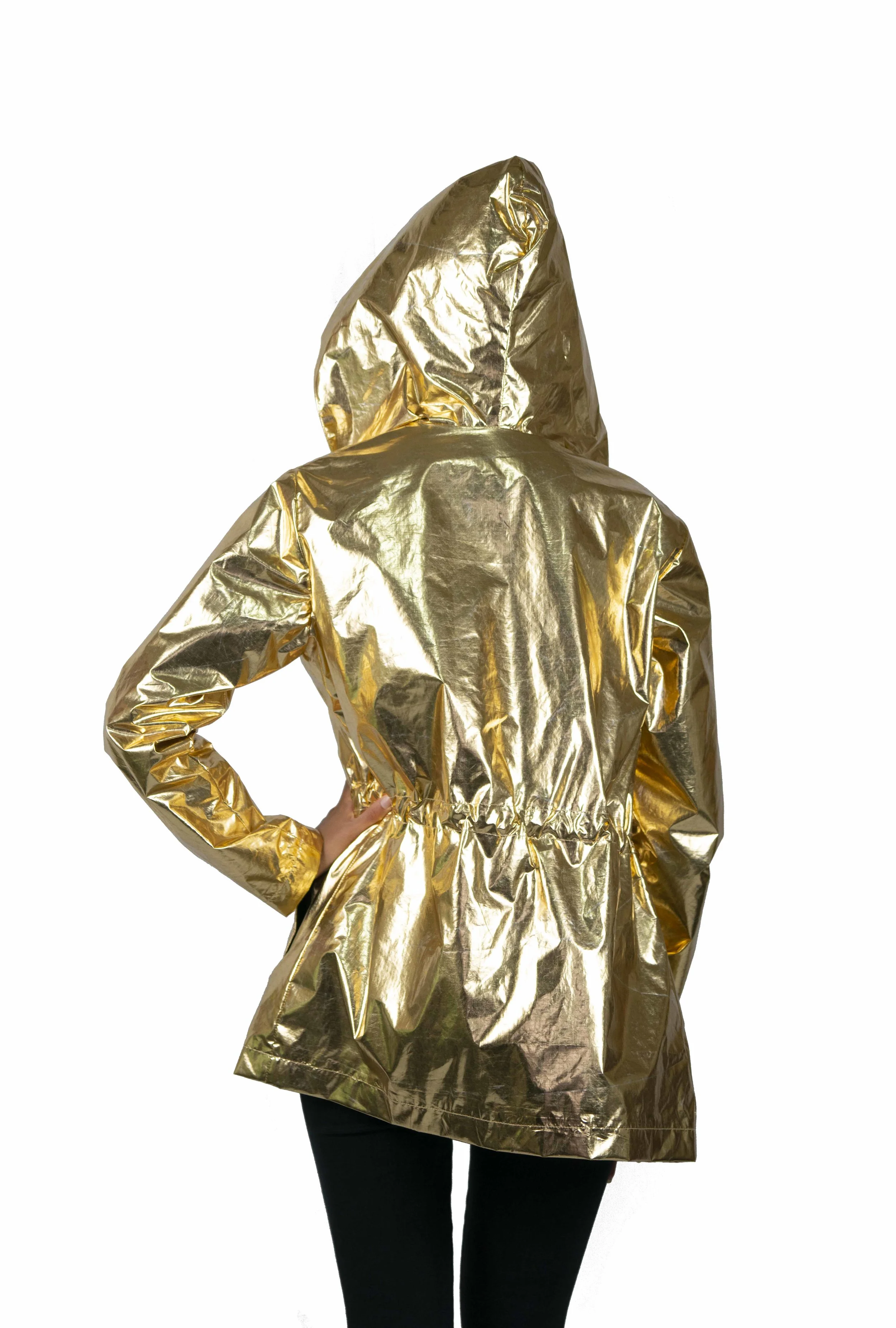 Womens Festival Windbreaker raincoats in metallic gold