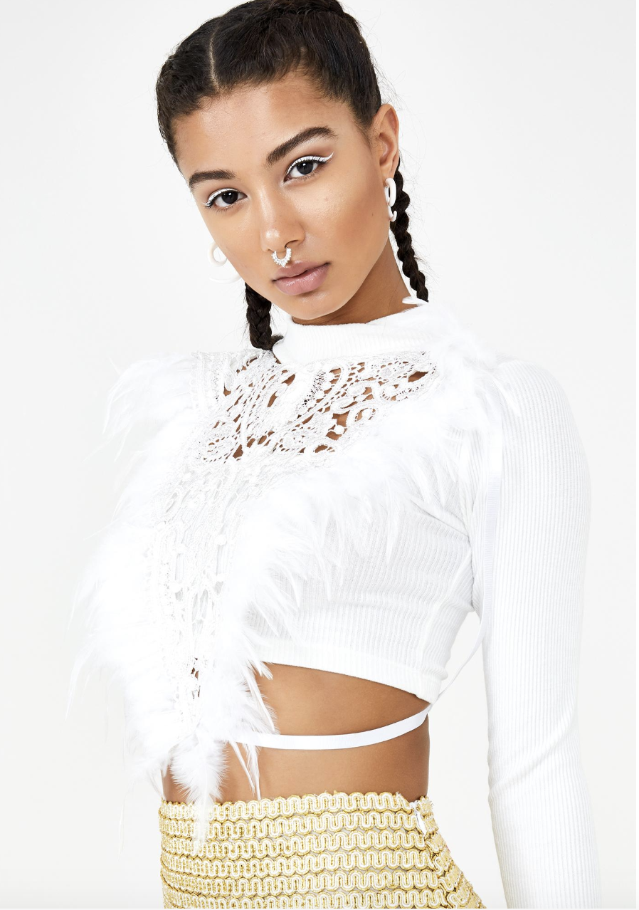 Love Khaos Feather Crop top Bra for Festivals and Burning Man