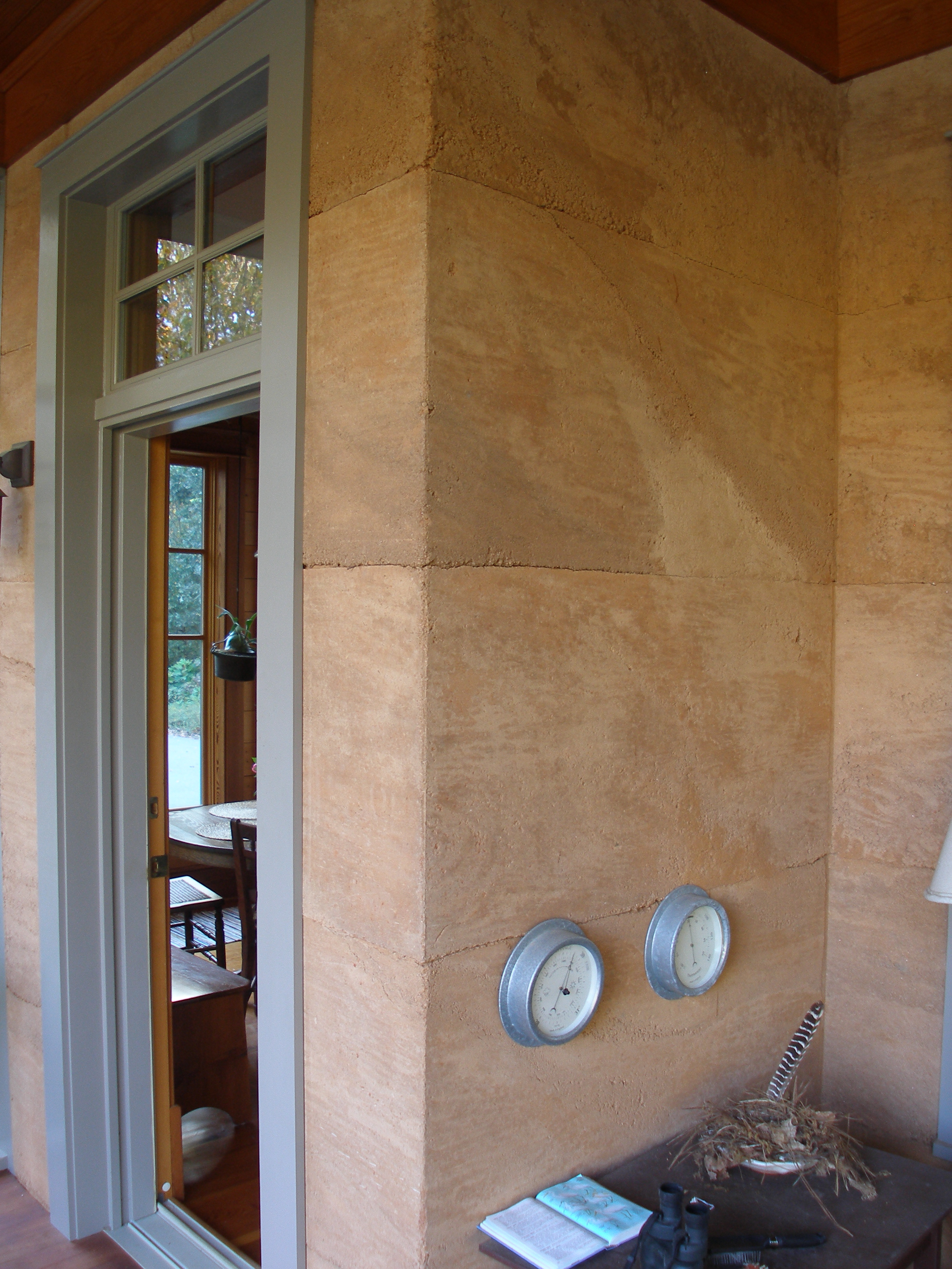 Detail of rammed earth walls.
