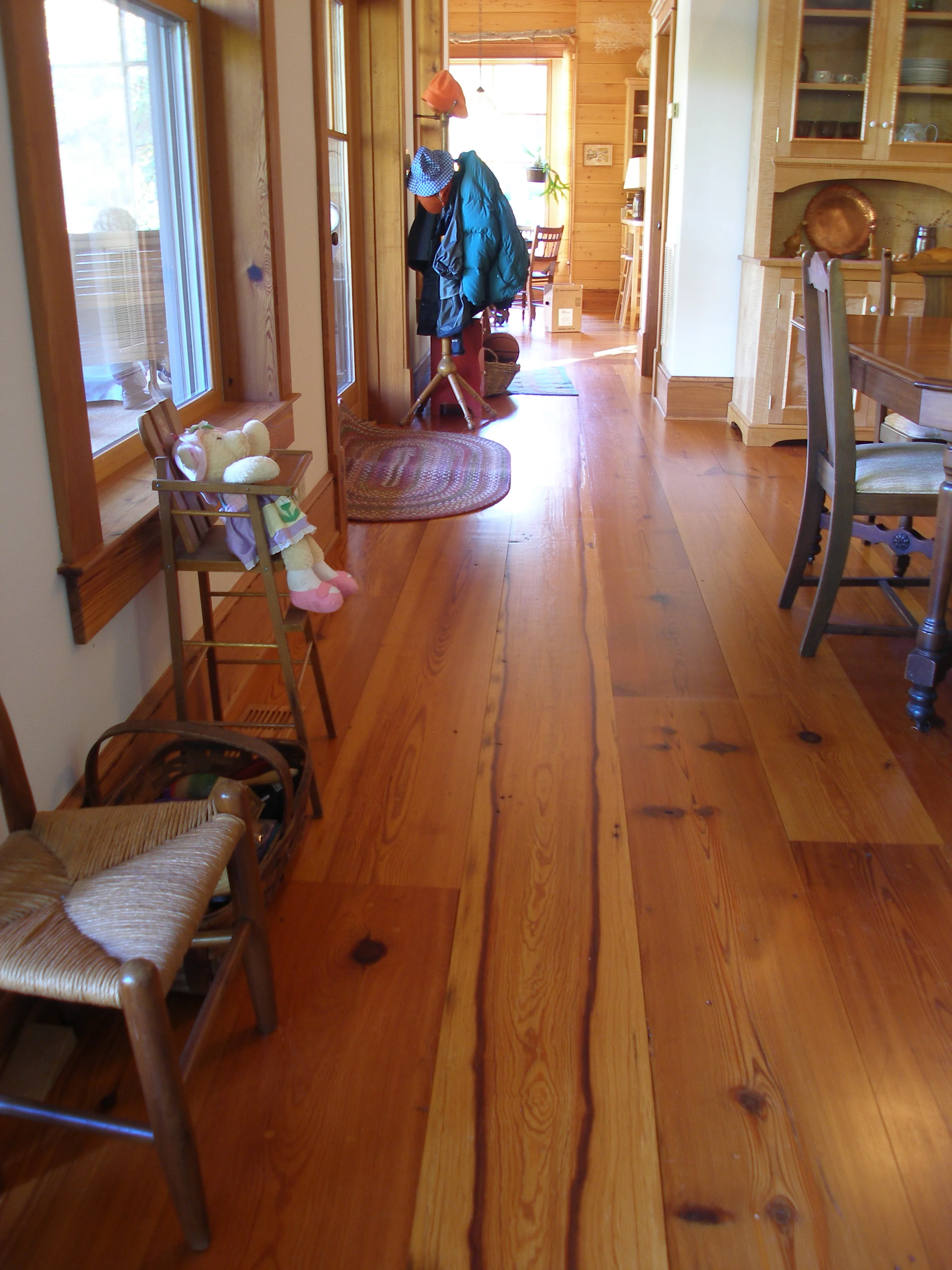 Special figure in wide heart pine floor boards.