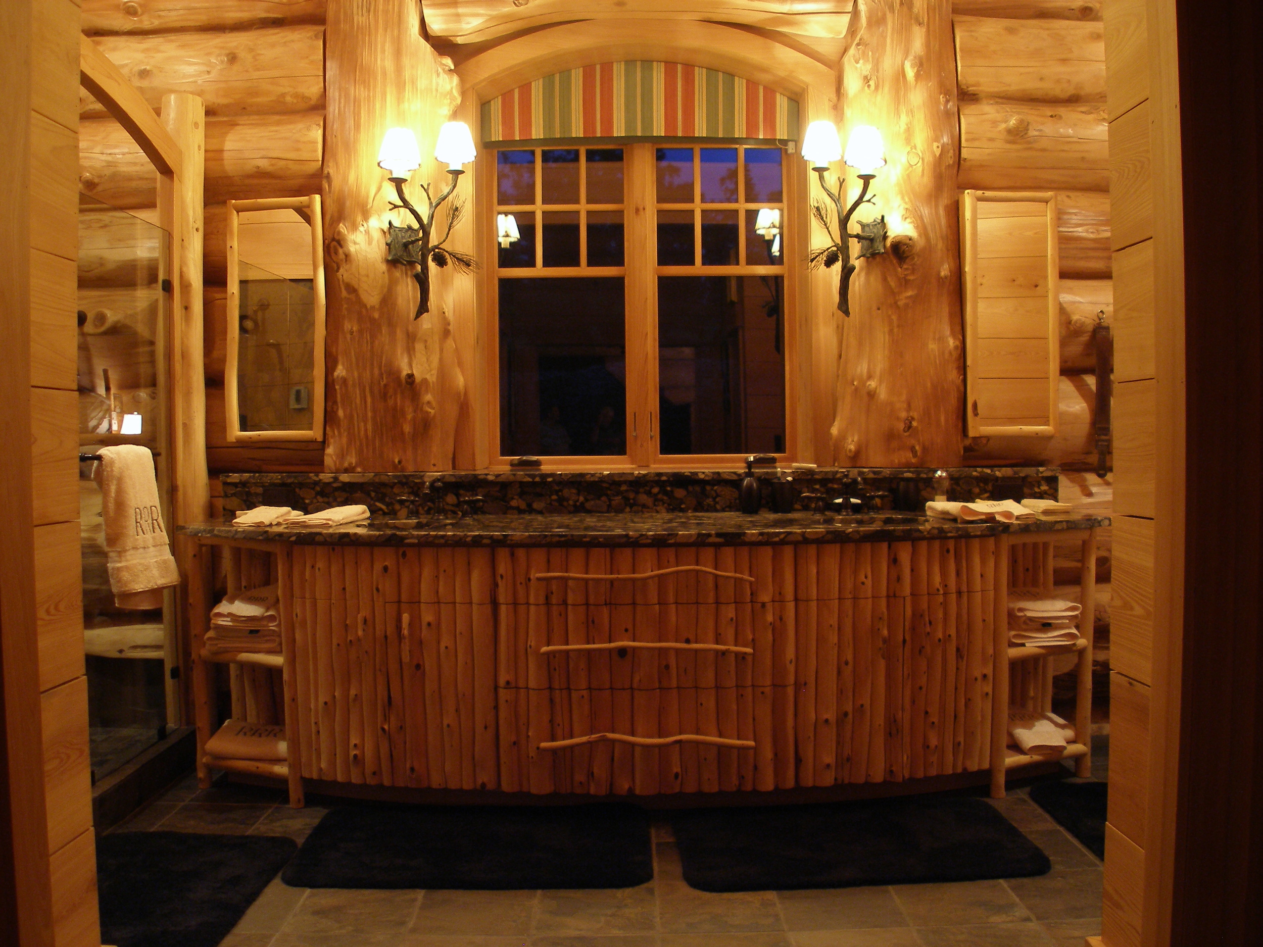 Bowfront master bath vanity.
