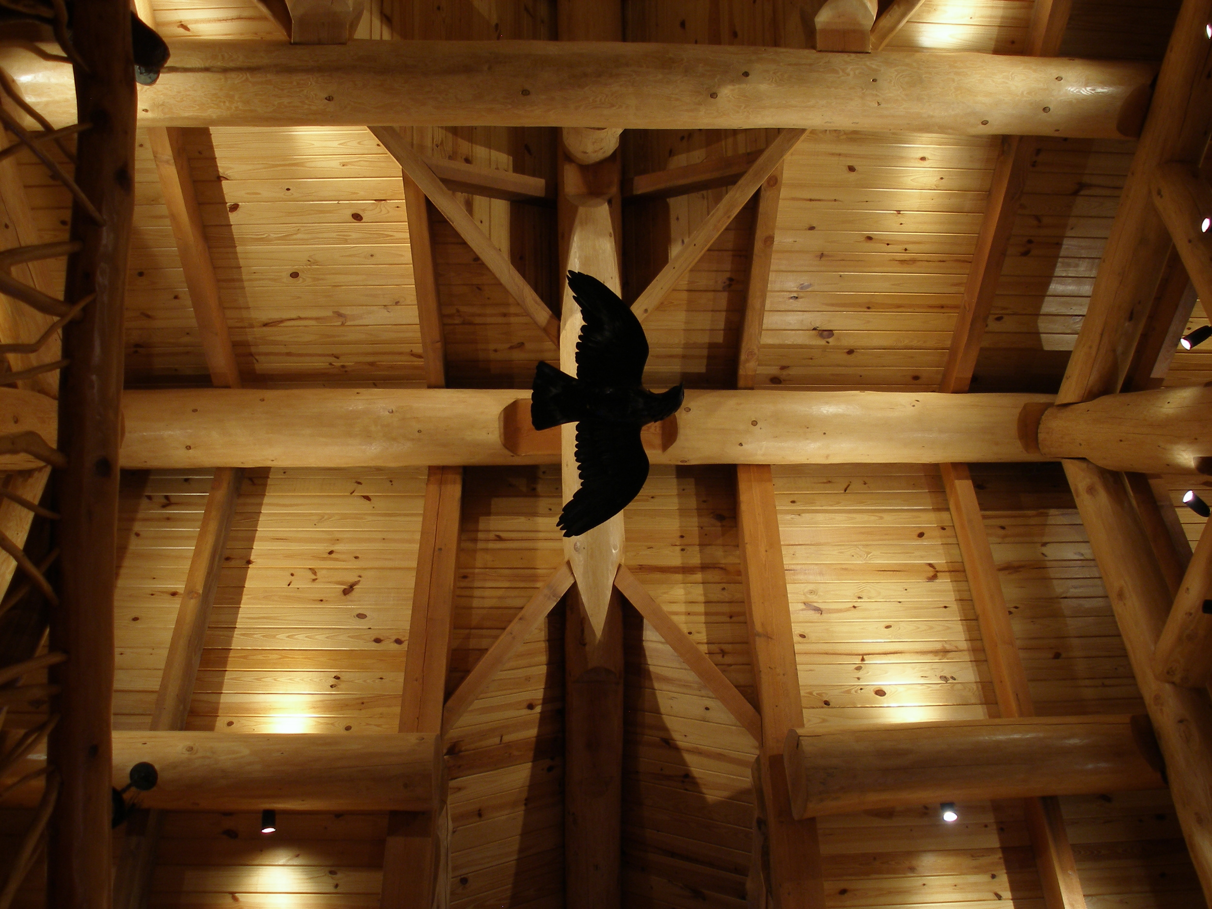 Beamwork in living room ceiling.