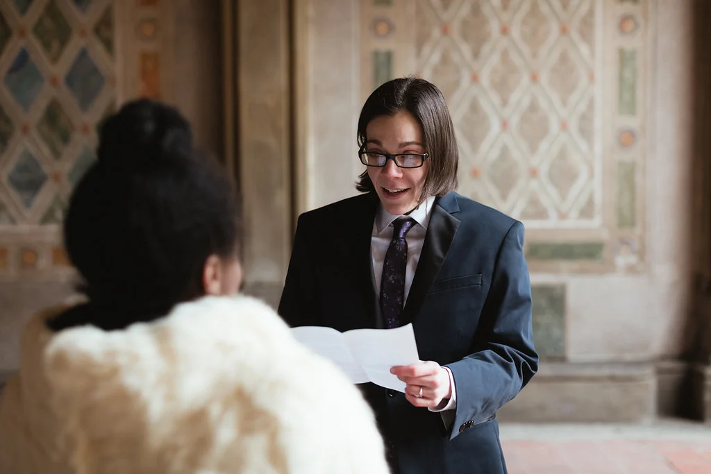 Ash Carr Wedding Photography New York bride reading vows