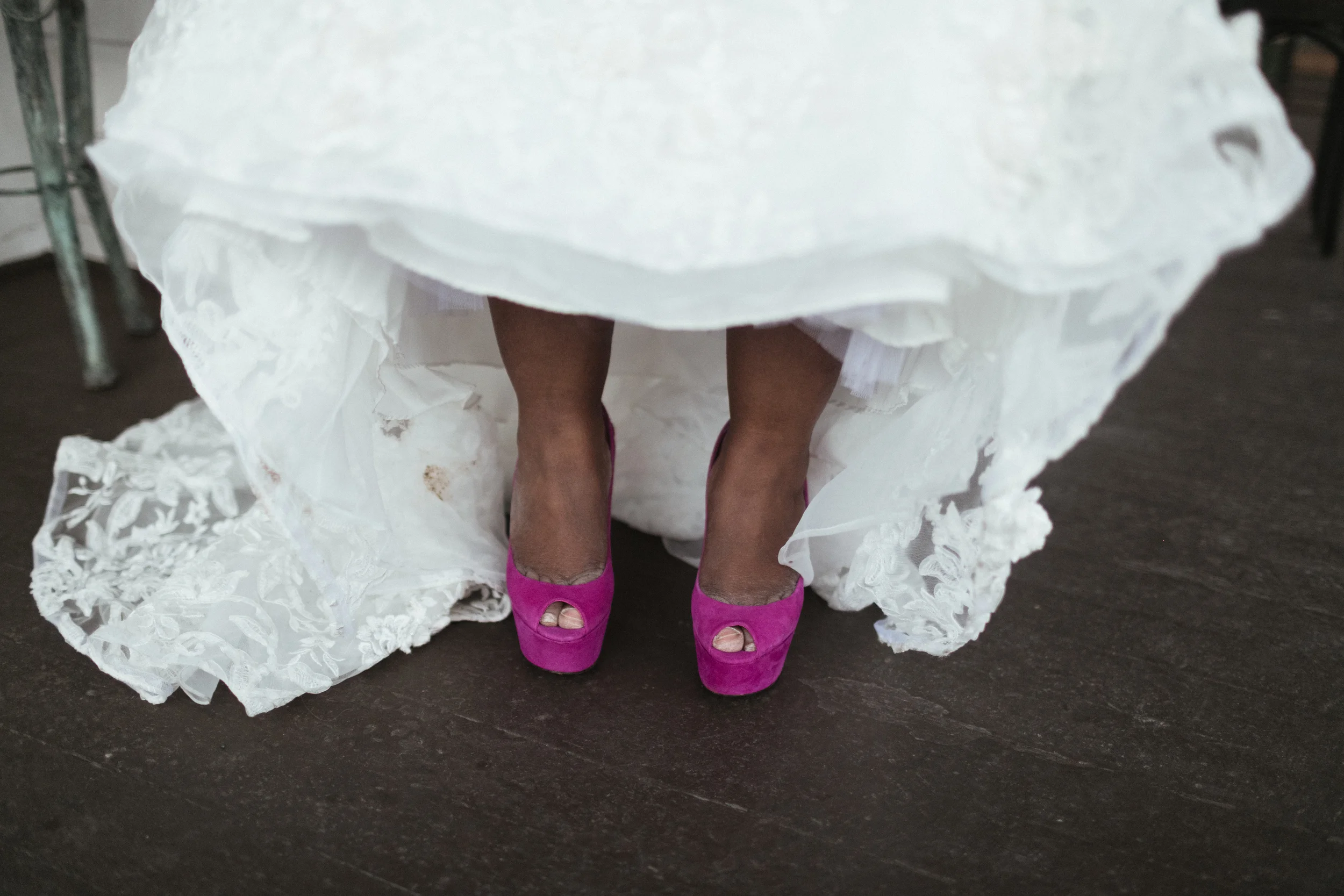 Ash Carr Wedding Photography New York bride's pink high heels