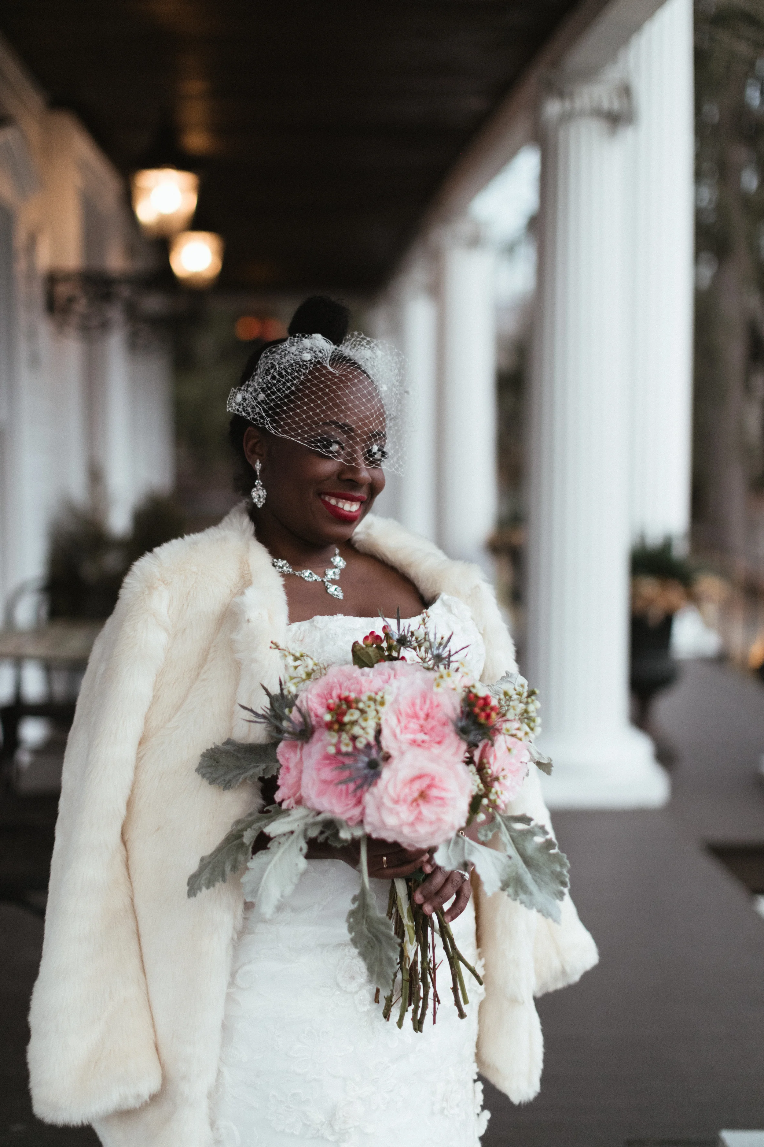 Ash Carr Wedding Photography New York bride smiling holding bouquet