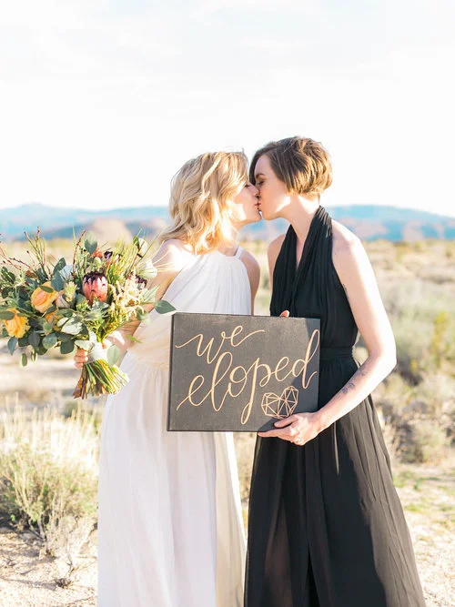 Wedding Inspiration // Joshua Tree Modern Geometric Lesbian Elopement