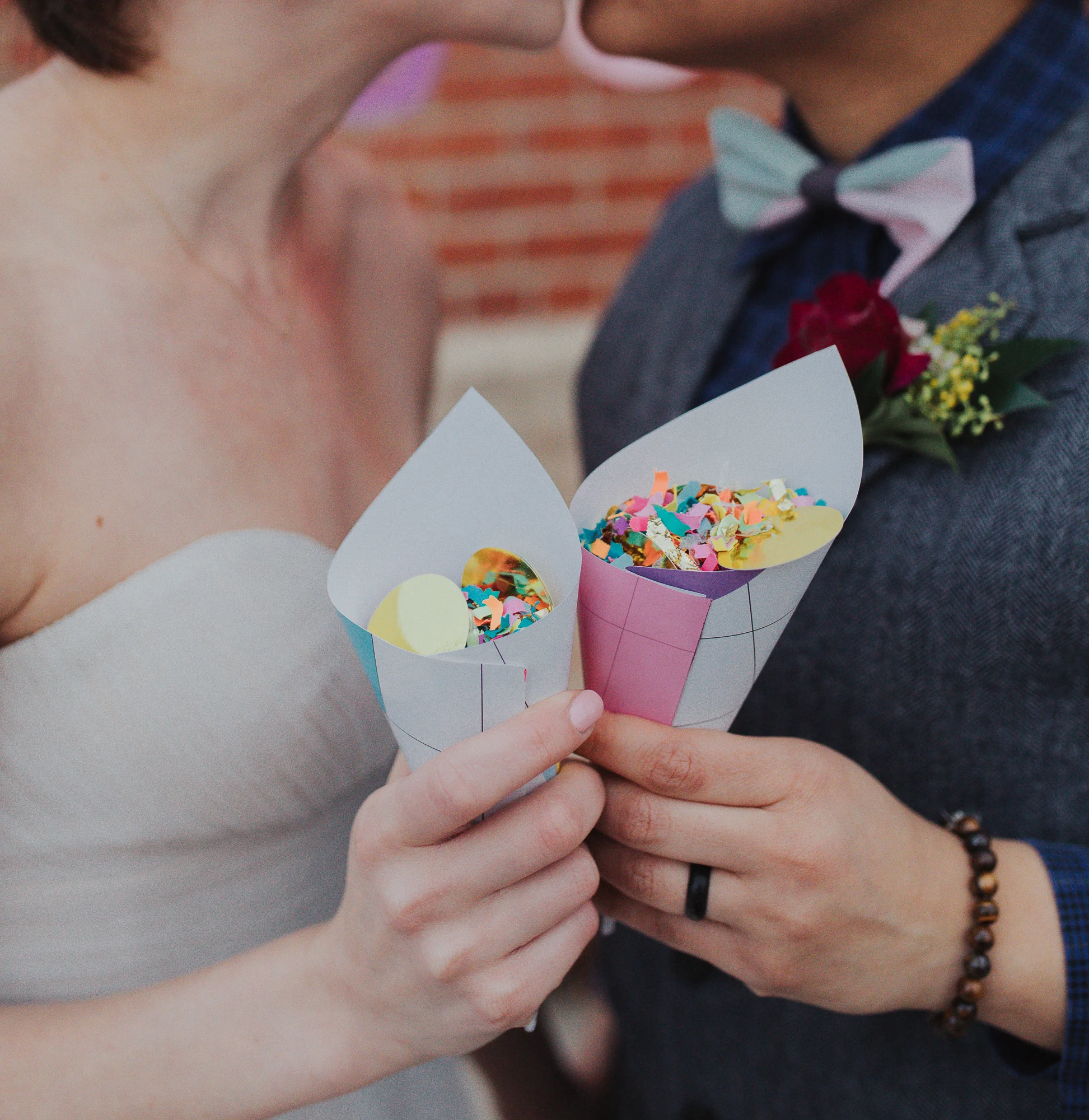 Playful and Colorful LGBTQ wedding inspiration styled shoot with hedgehog, dog, and iguana in Columbus Ohio