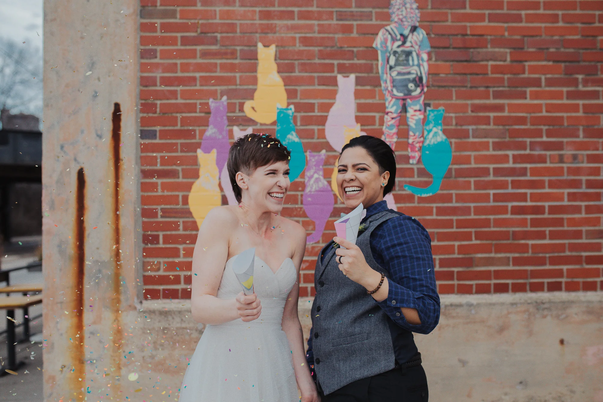 Playful and Colorful LGBTQ wedding inspiration styled shoot with hedgehog, dog, and iguana in Columbus Ohio