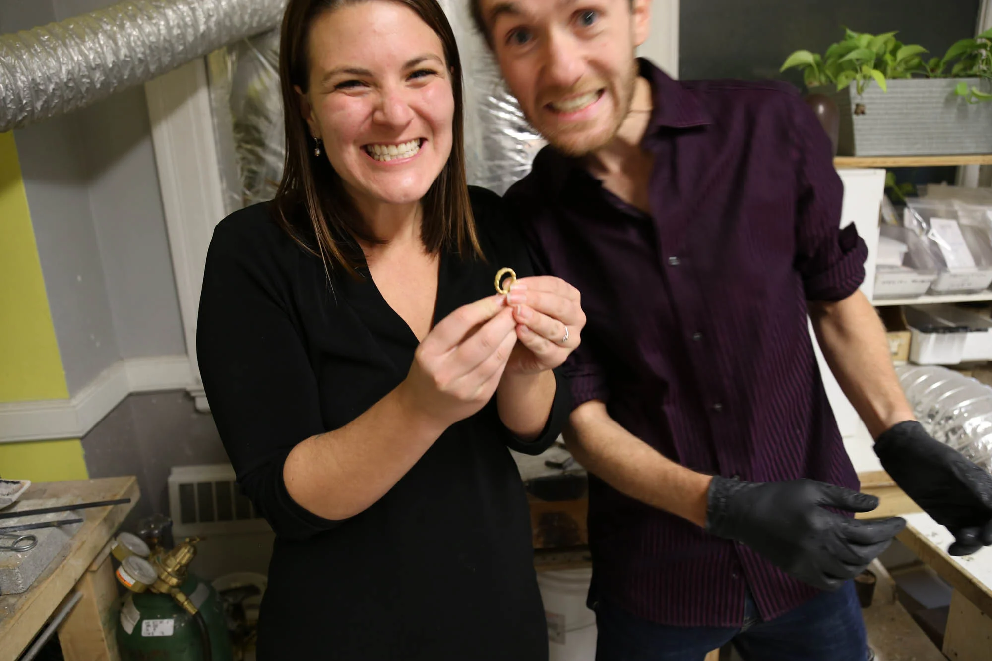 Kendra Renee is an Oakland, California metalsmith and jeweler who creates stunning ready to wear and custom pieces, including striking necklaces and earrings, as we as engagement rings and wedding bands