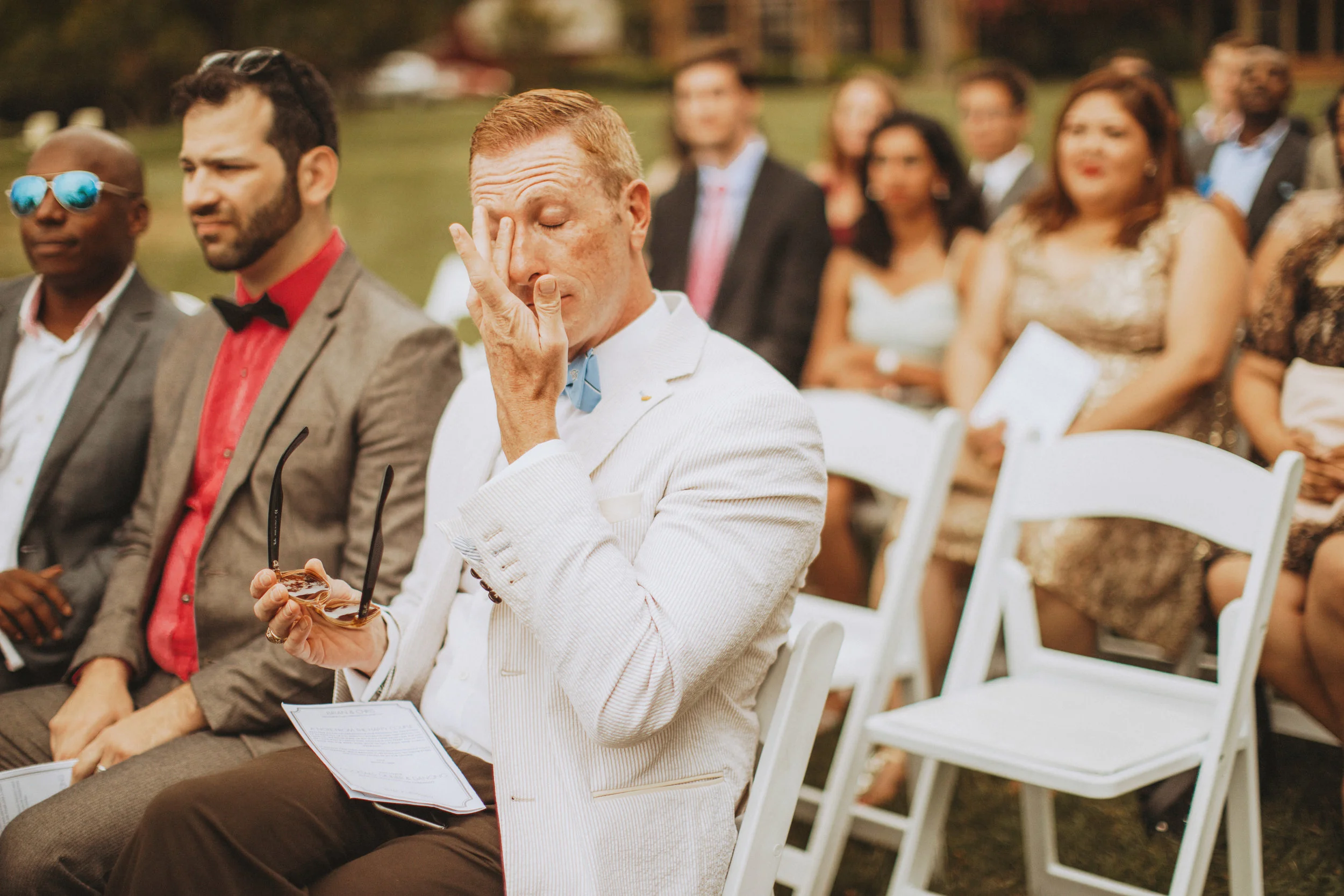 emotional wedding guest during ceremony