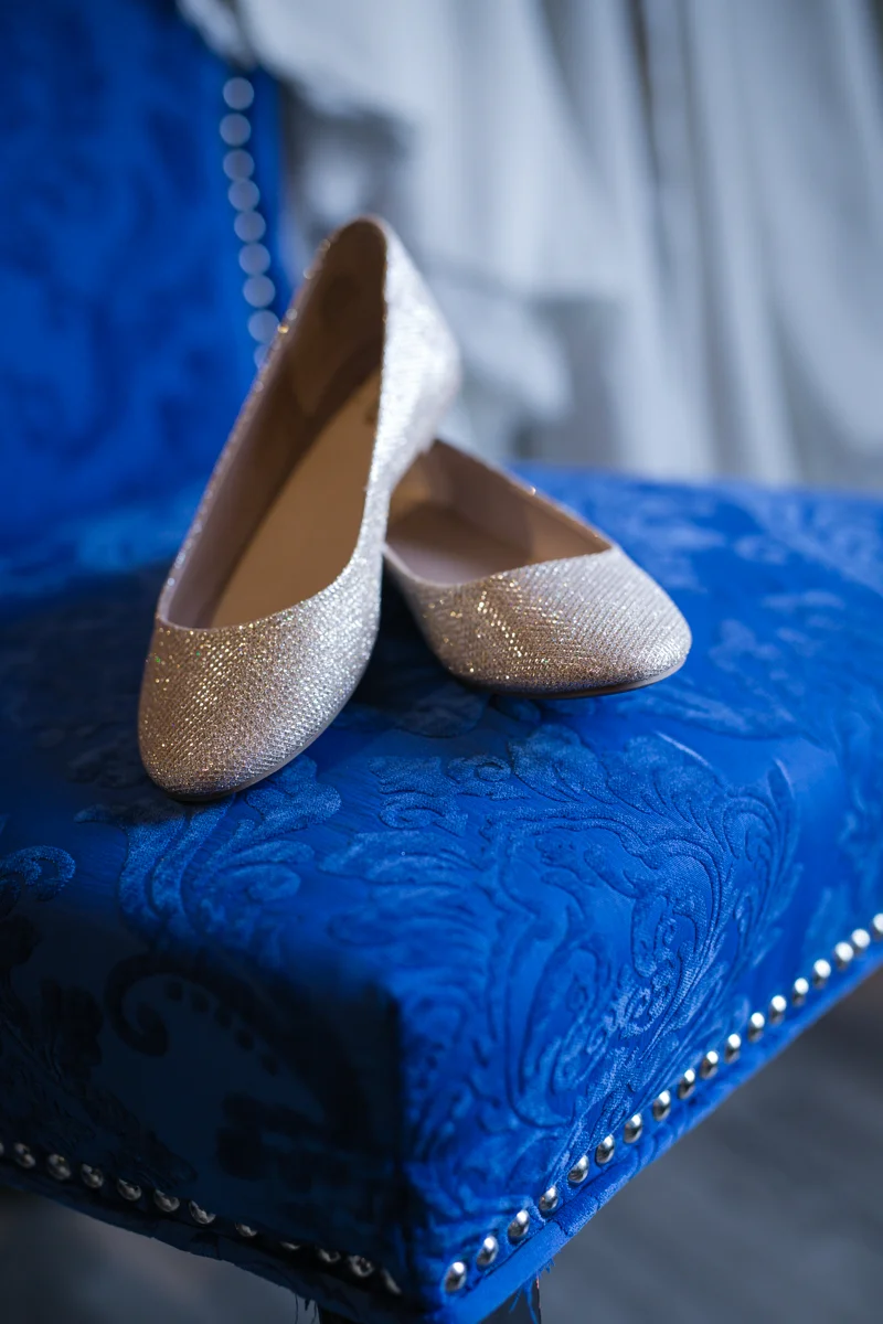 sparkly flat wedding shoes in ivory