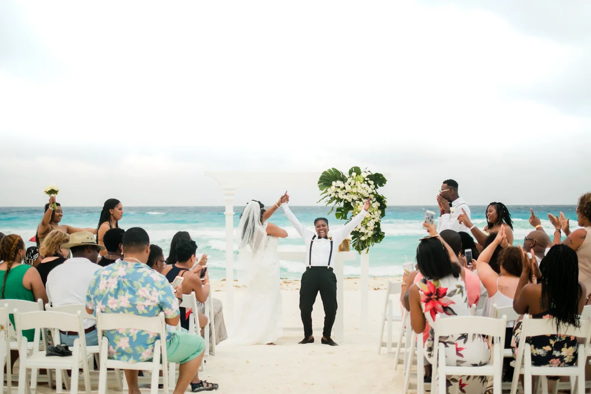 Joyful same-sex wedding ceremony in Mexico
