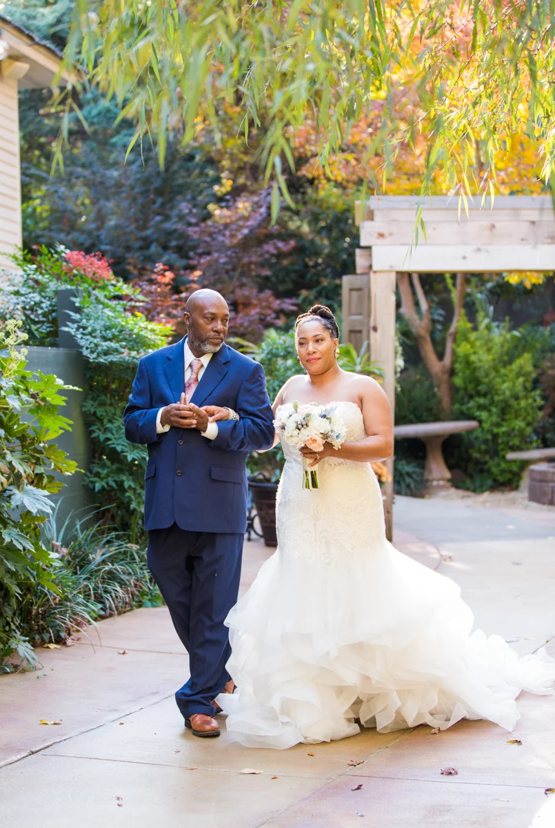 Bride and dad walking down the aisle