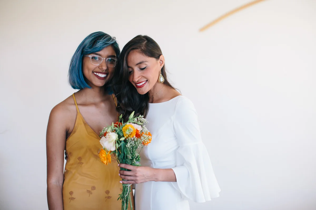 Bride ready with friends