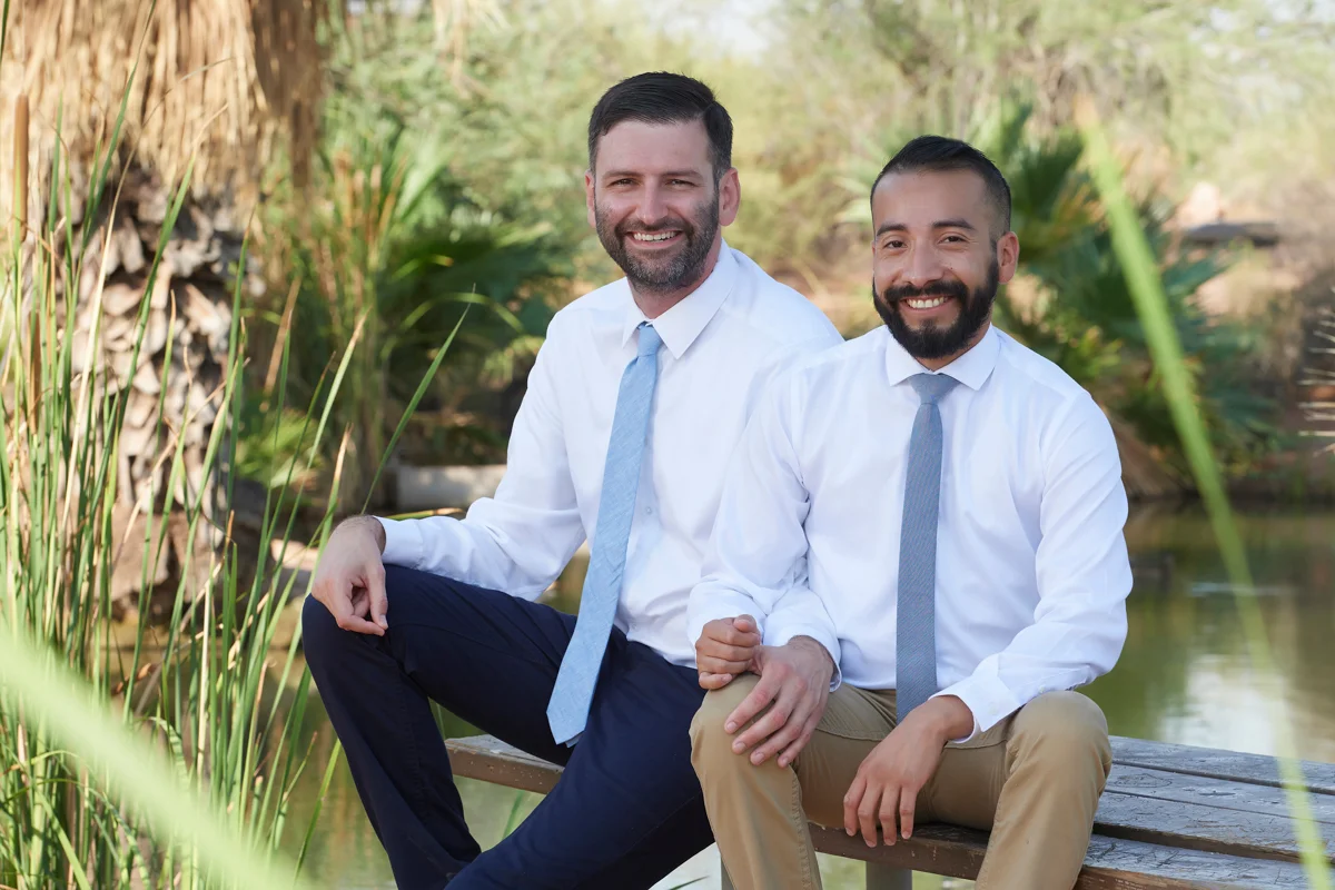 Engagement photos with two men in Phoenix
