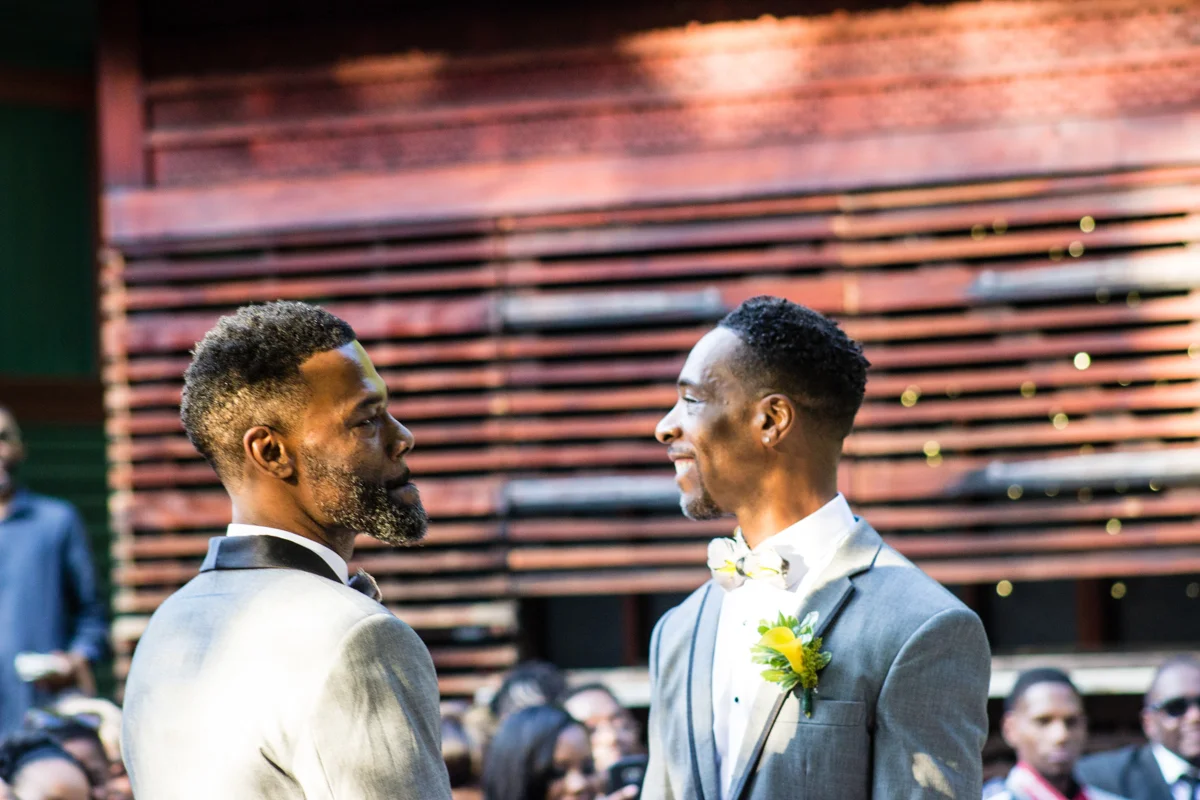 Grooms at their wedding ceremony