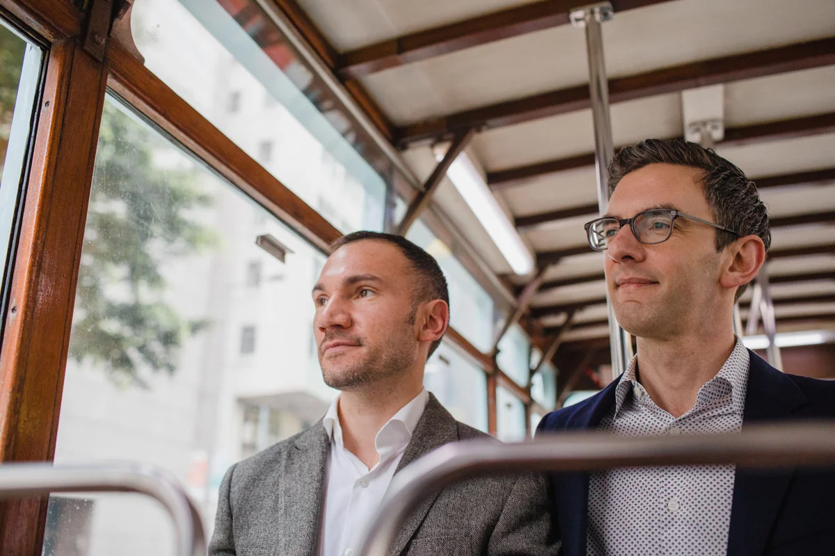 riding public transportation