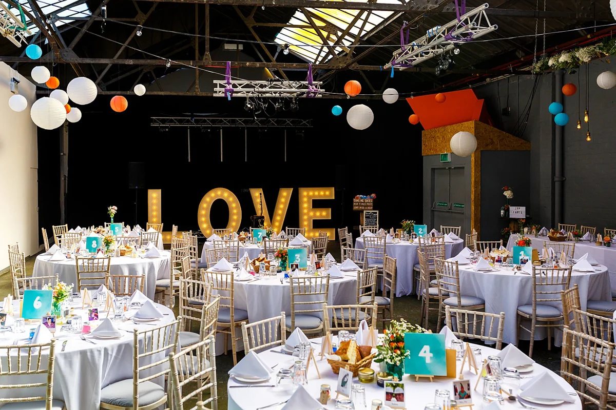 LOVE marquee letters for wedding at Constellations Liverpool