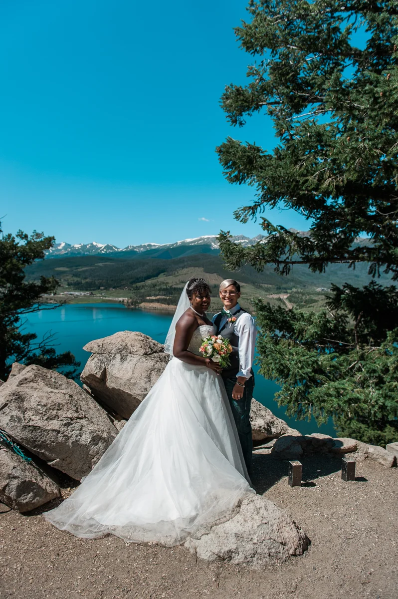 mountain elopement brides pose