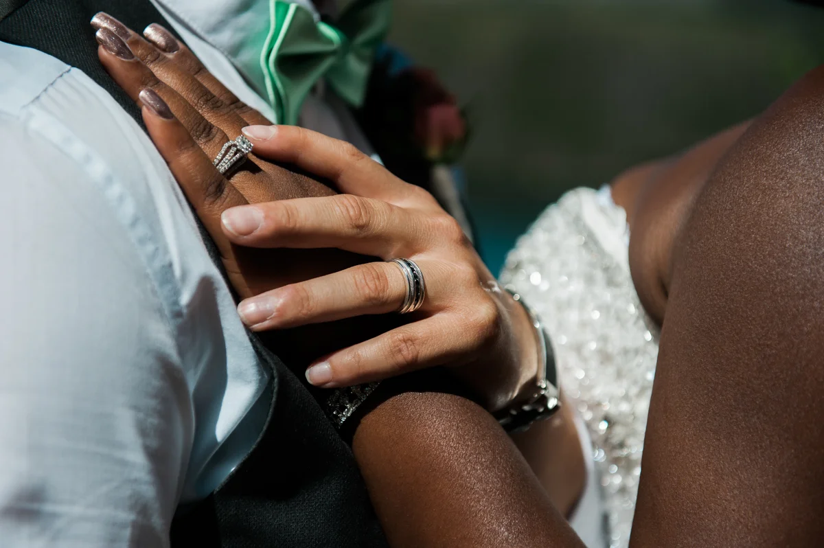 mountain elopement close on couples' hands