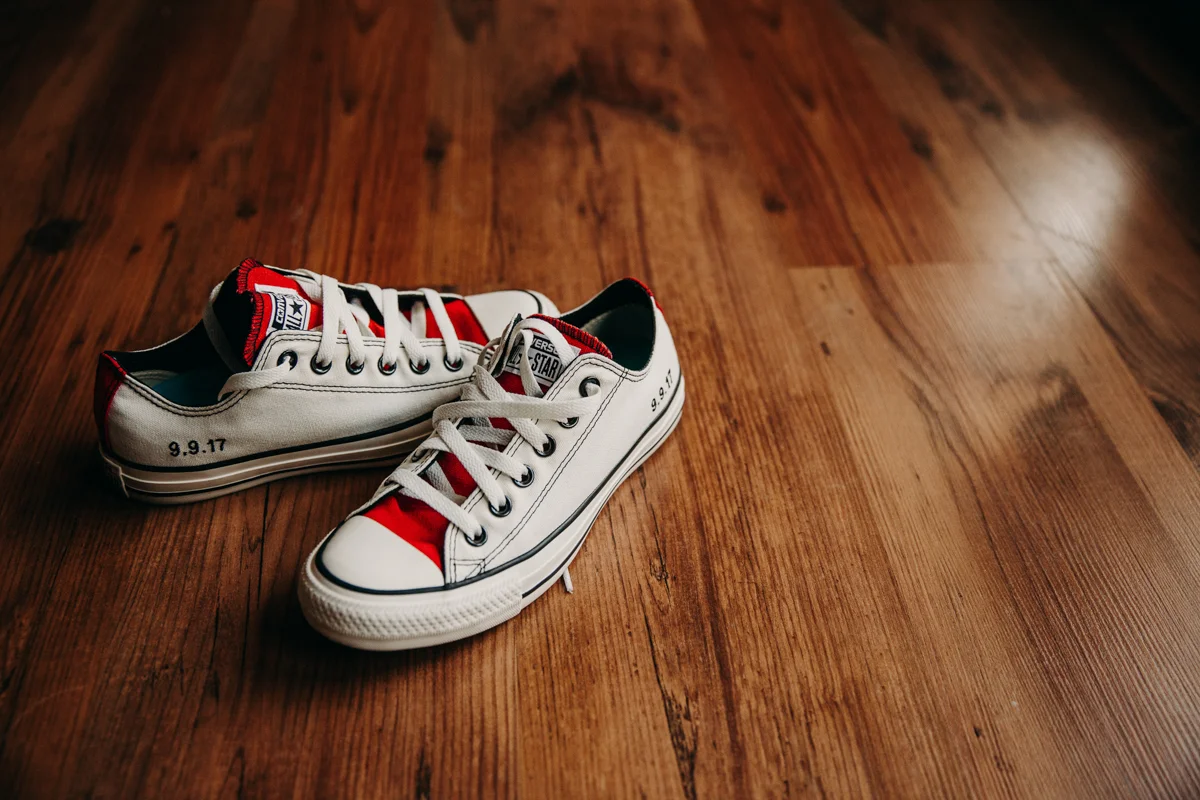 San antonio garden wedding converse sneakers with date embroidery