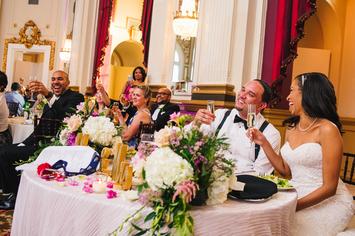 mount vernon ballroom wedding champagne glasses raised