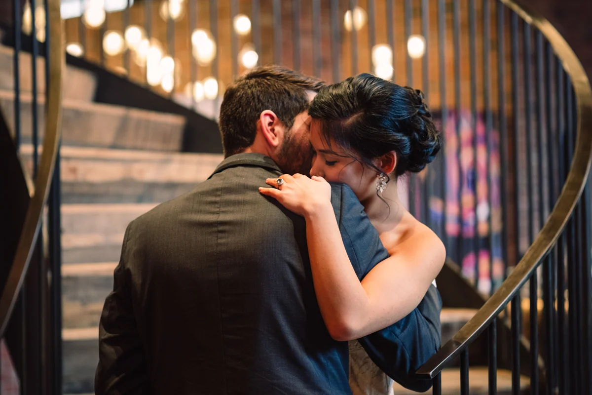 williamsburg hotel wedding shoot first look hug