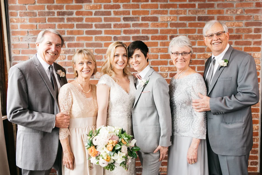 ARIN AND KATIE DOWNTOWN SEATTLE WEDDING brides and parents