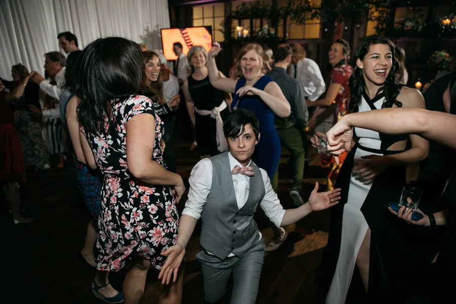 ARIN AND KATIE DOWNTOWN SEATTLE WEDDING arin and guests on dance floor