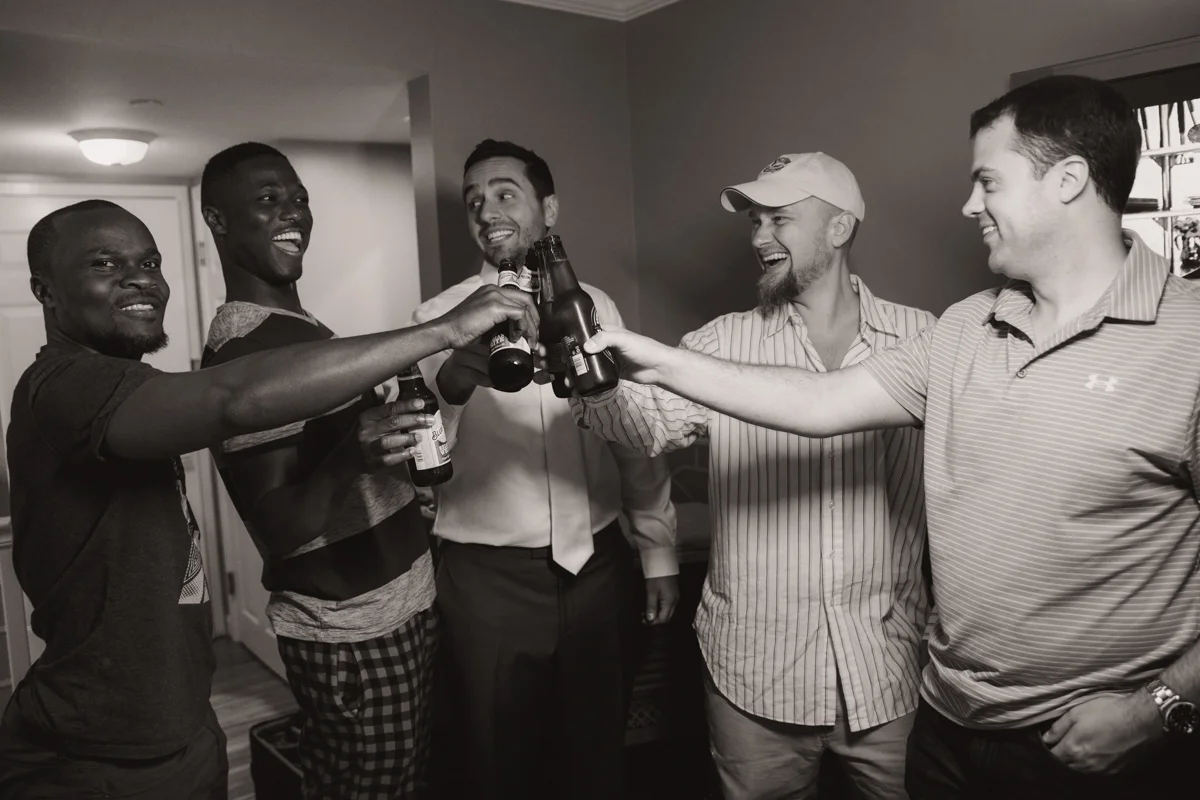 Glam cleveland museum wedding william and groomsmen toasting