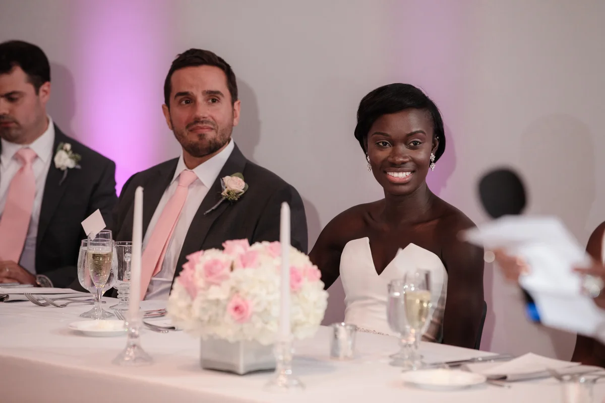 Glam cleveland museum wedding gloria and william listening to speech