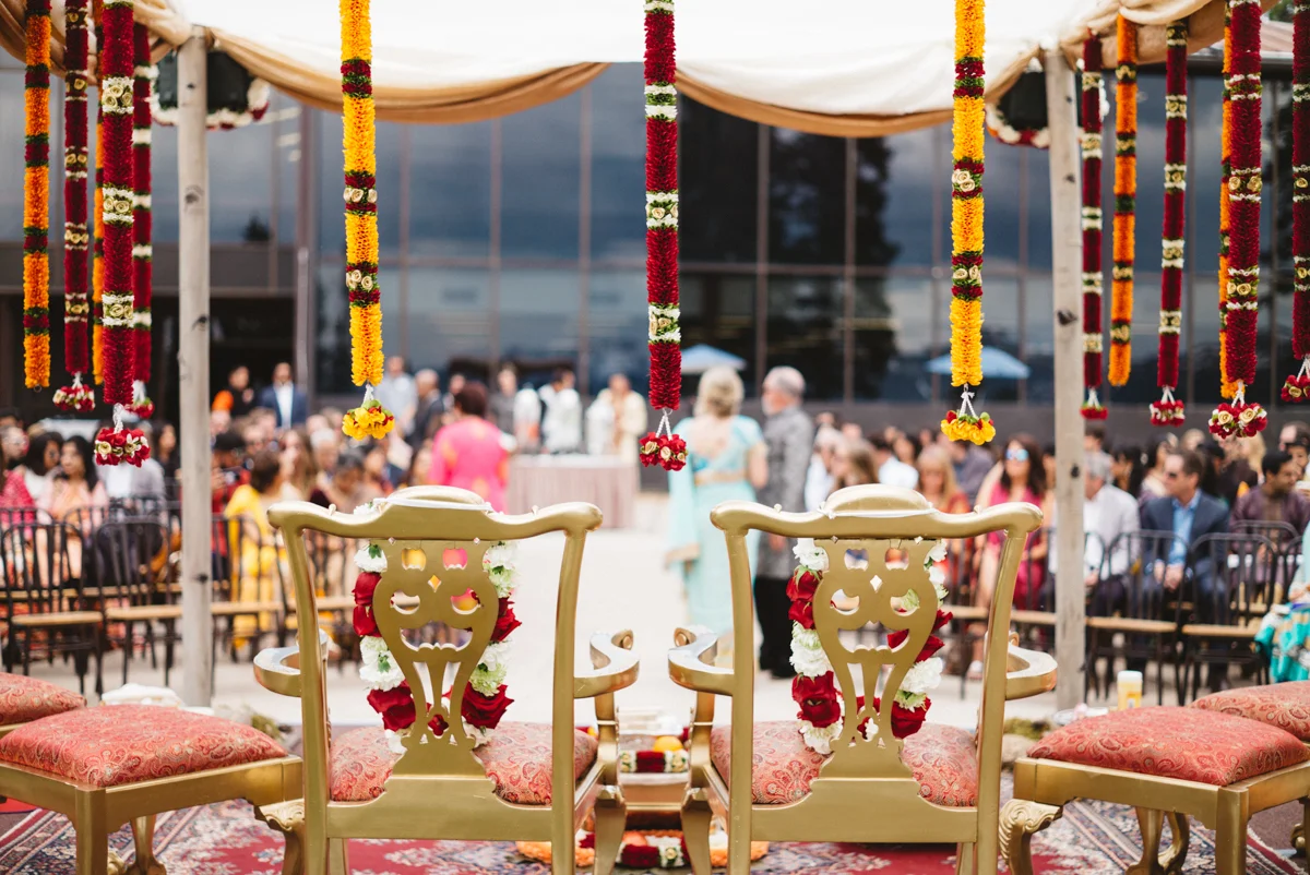 Denver Same-Sex Indian Wedding mandap and seated guests