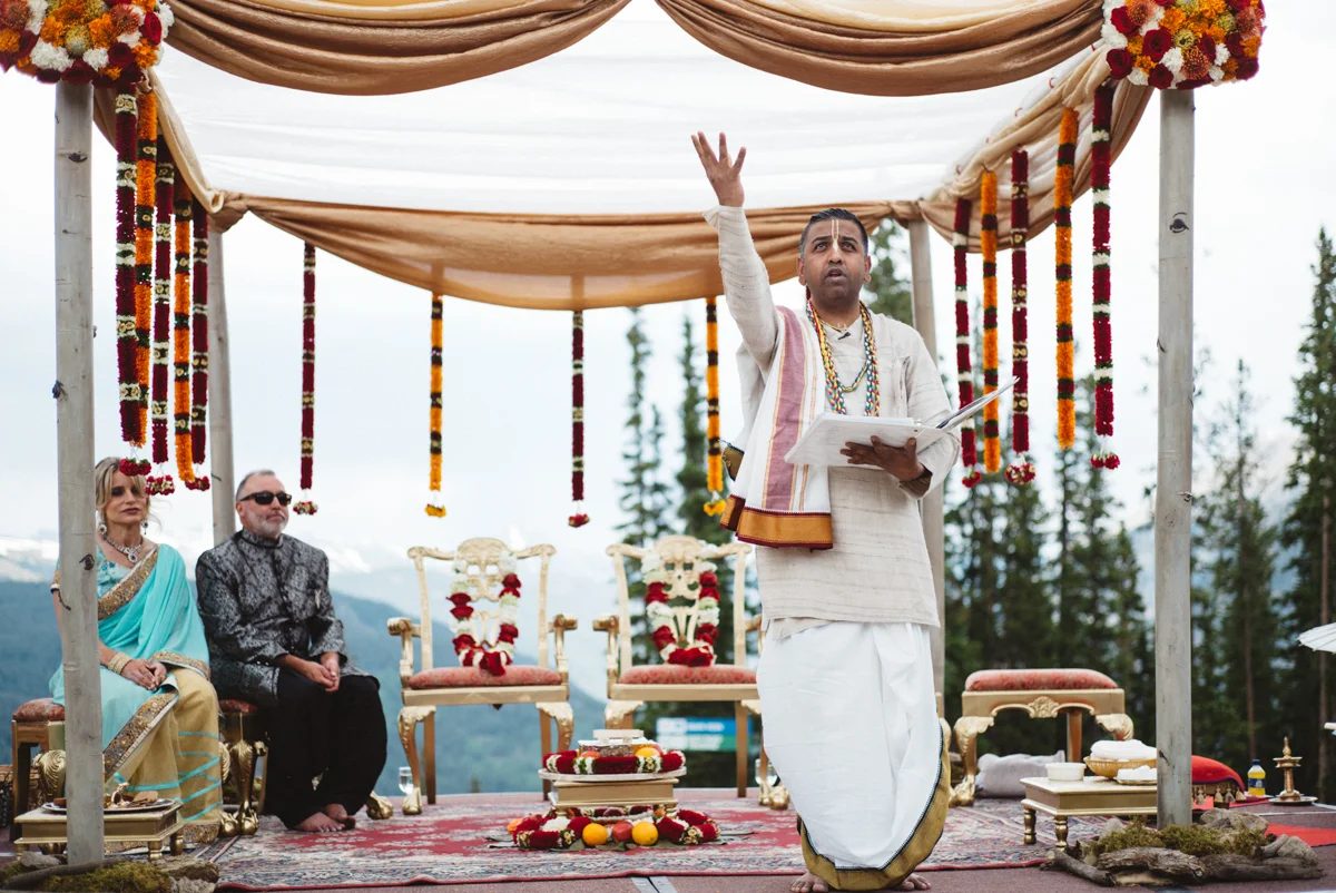 Denver Same-Sex Indian Wedding pundit chetan chavan reading