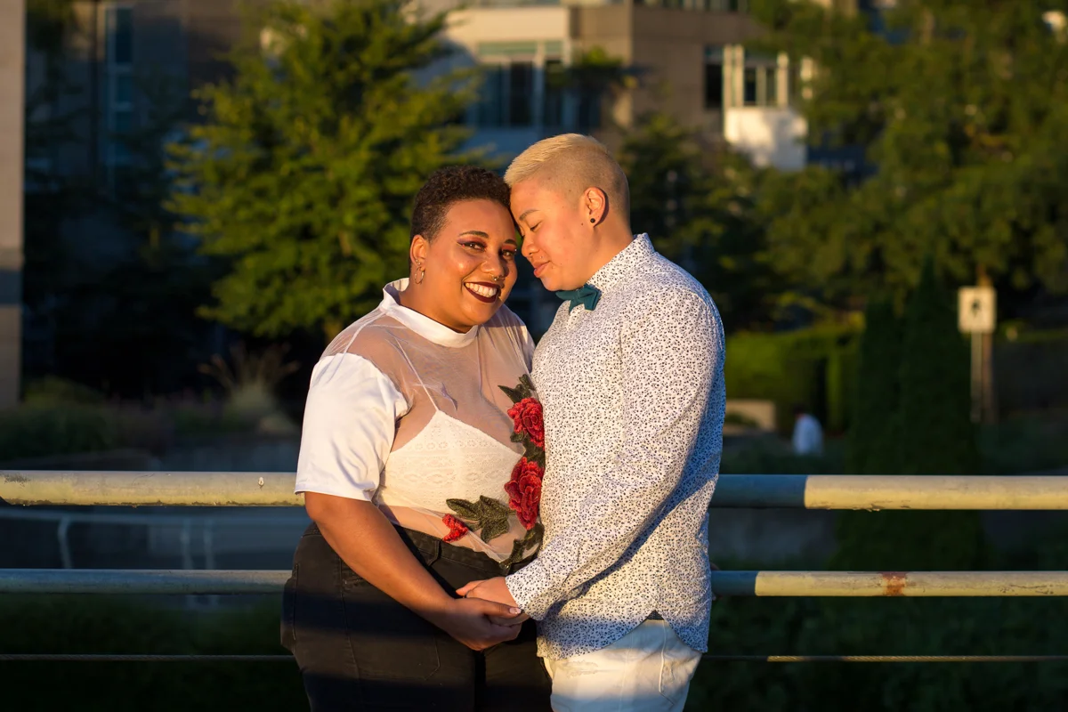vancouver "just because" photo shoot embrace in sunset light
