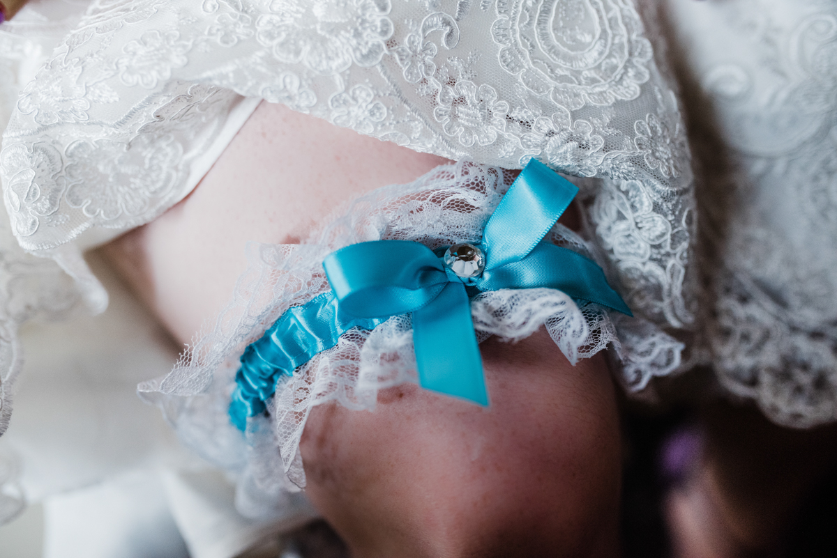 Rustic italian wedding candess's garter