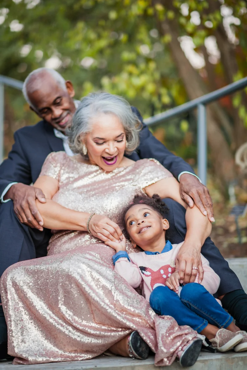47 years of amazing photo shoot amber robinson marvin, wanda, and granddaughter sitting on steps