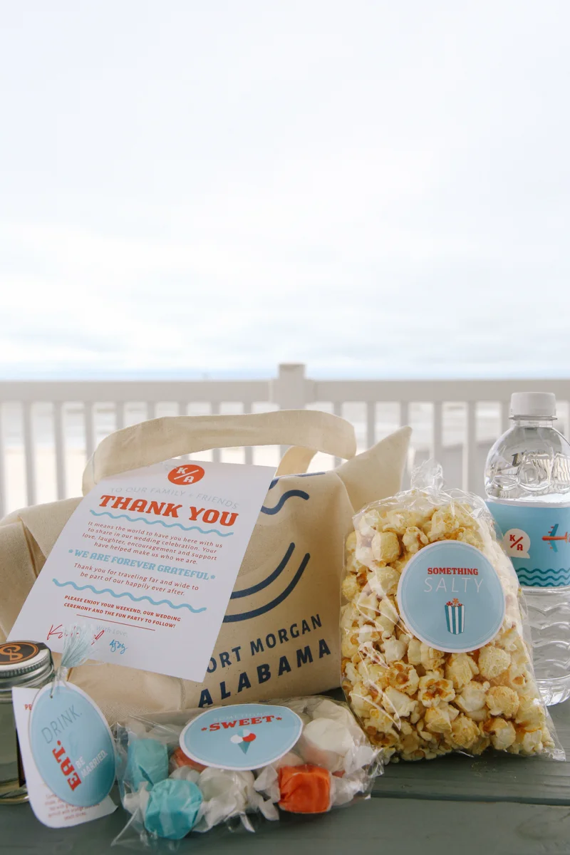 gulf shores destination wedding popcorn and sweets wedding favors