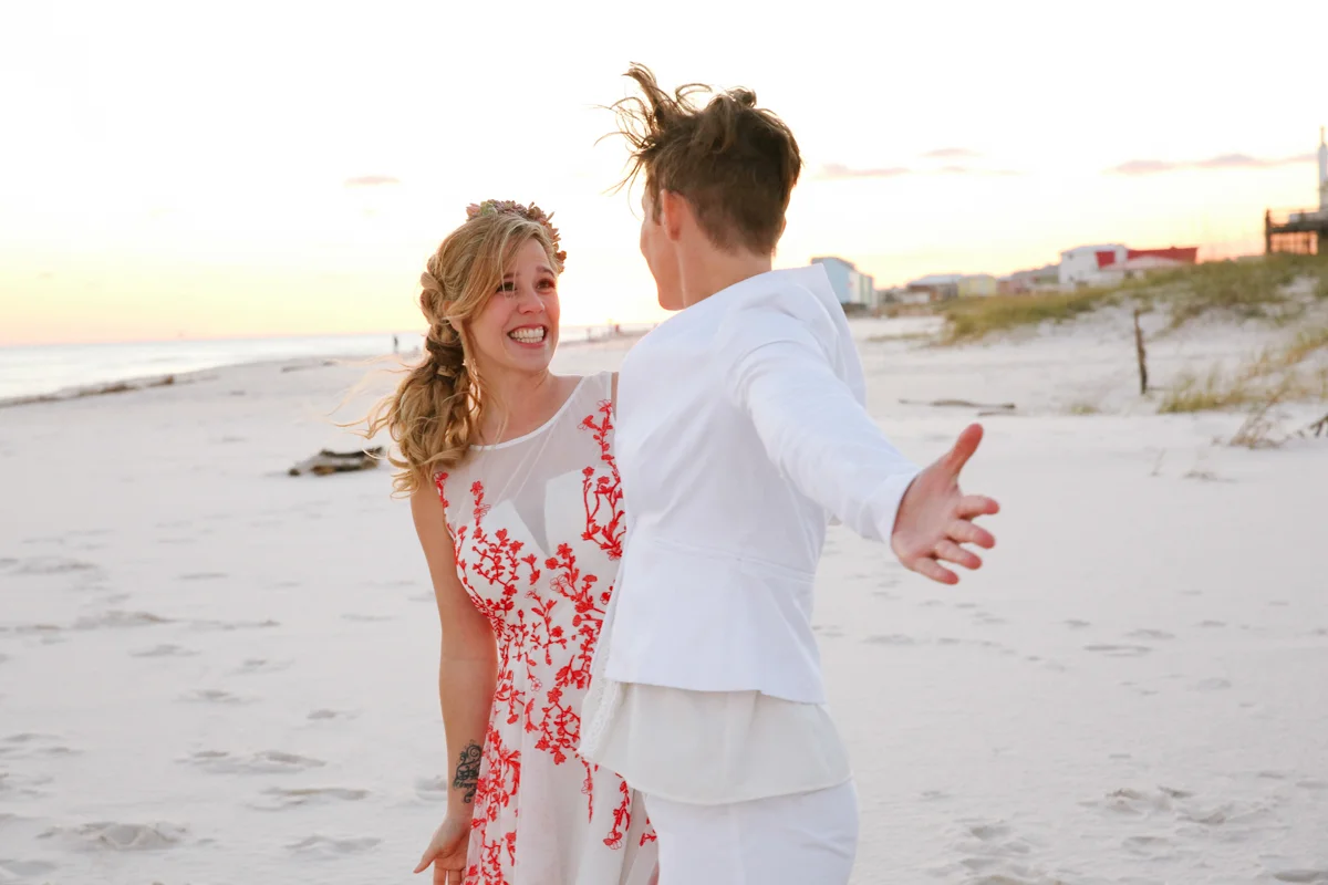 gulf shores destination wedding excited couple