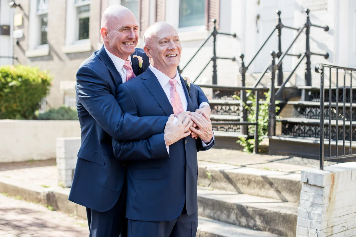elegant, heartfelt alexandria, va wedding embrace outside