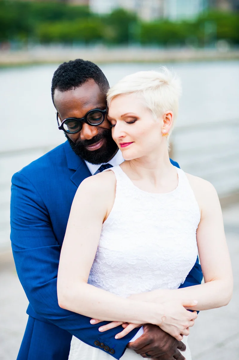 intimate new york elopement teddy holding vanessa from behind
