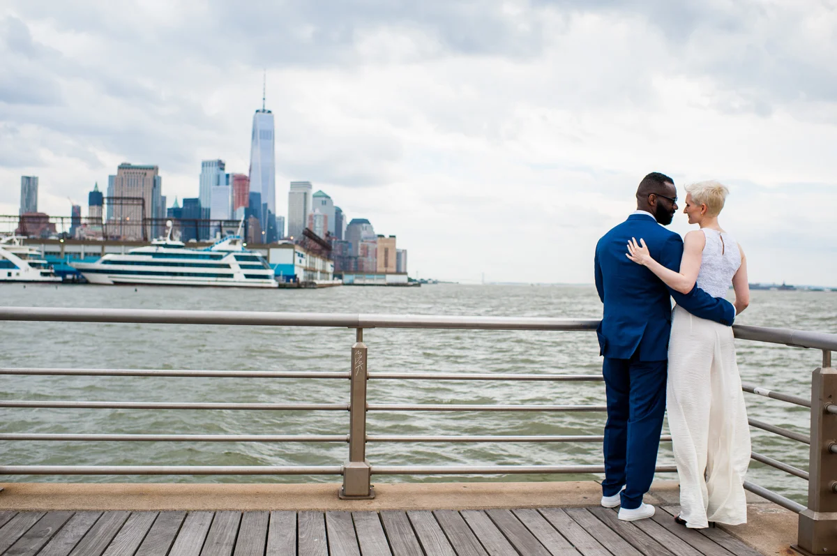 intimate new york elopement teddy and vanessa looking over river