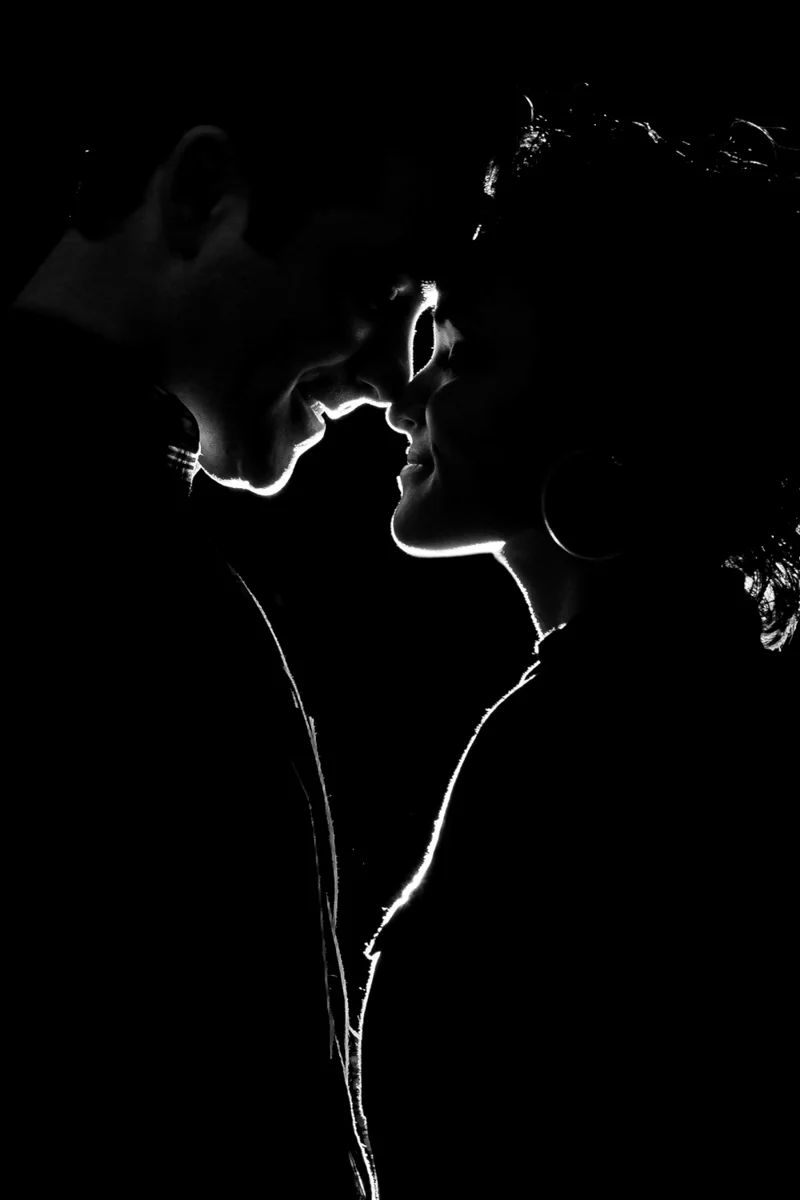 Diablo lake engagement session couple's silhouettes close together