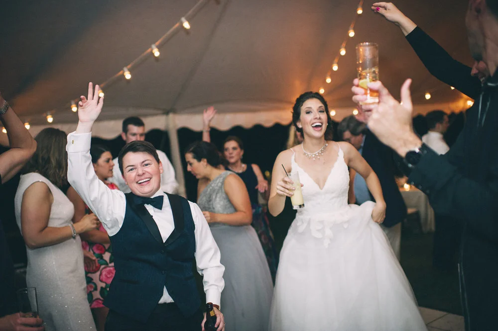 Garden wedding louisville kentucky brides on dance floor with guests