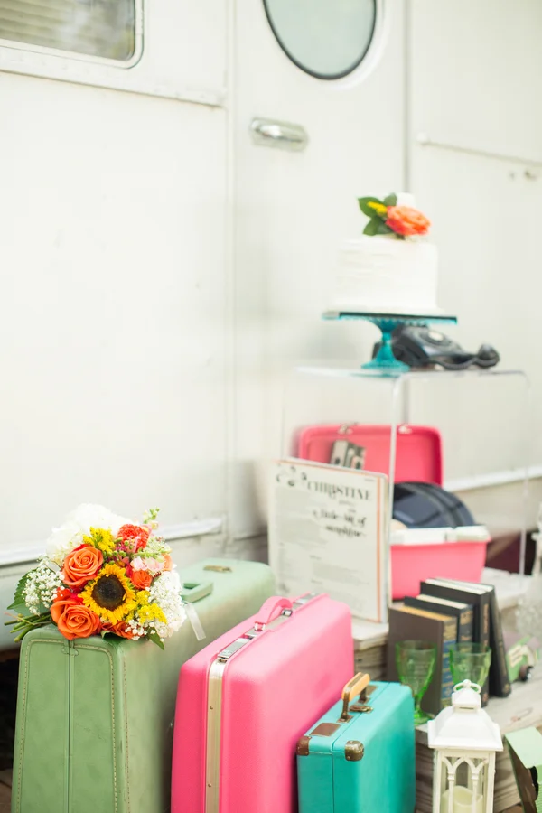 Asheville Glamping airstream trailer colorful floral casual wedding elopement inspiration in Asheville North Caroline by Jessica Hunt photography, Images by Amber Robinson and Ashton Kelley Photography
